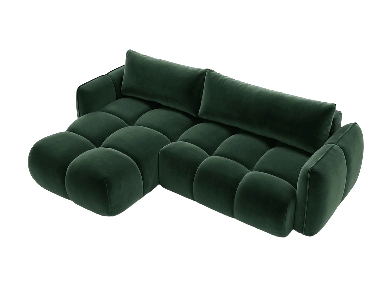 Divano angolare a L con funzione letto, tessuto velluto Bluvel, verde, sinistra, BELVEDER L