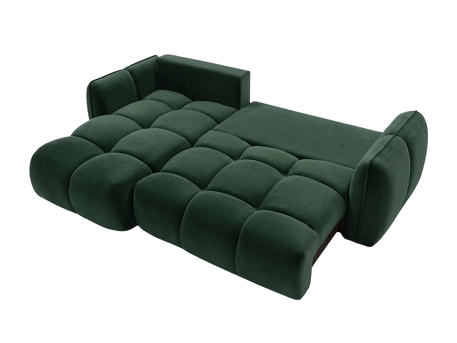 Divano angolare a L con funzione letto, tessuto velluto Bluvel, verde, sinistra, BELVEDER L