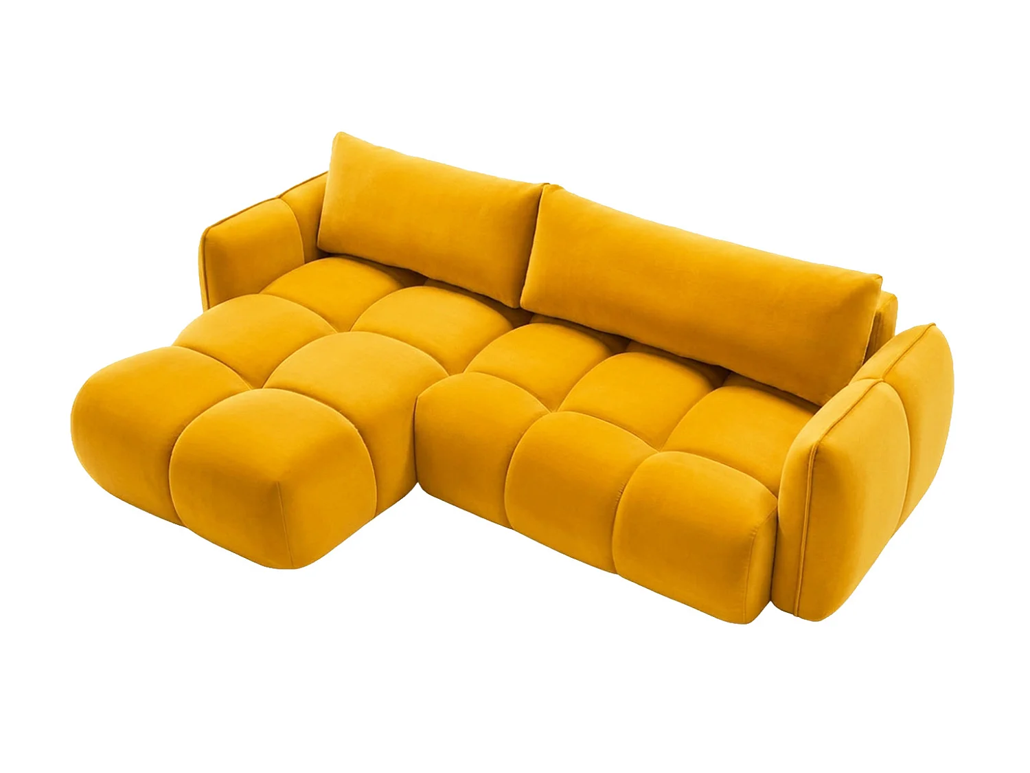 Divano angolare a L con funzione letto, tessuto velluto Bluvel, dorato, sinistra, BELVEDER L