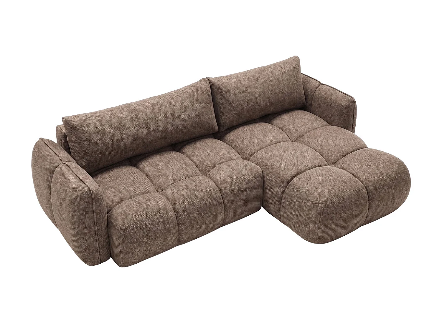 Canapé d’angle en L avec fonction couchage, Nexi, marron, droite, BELVEDER L