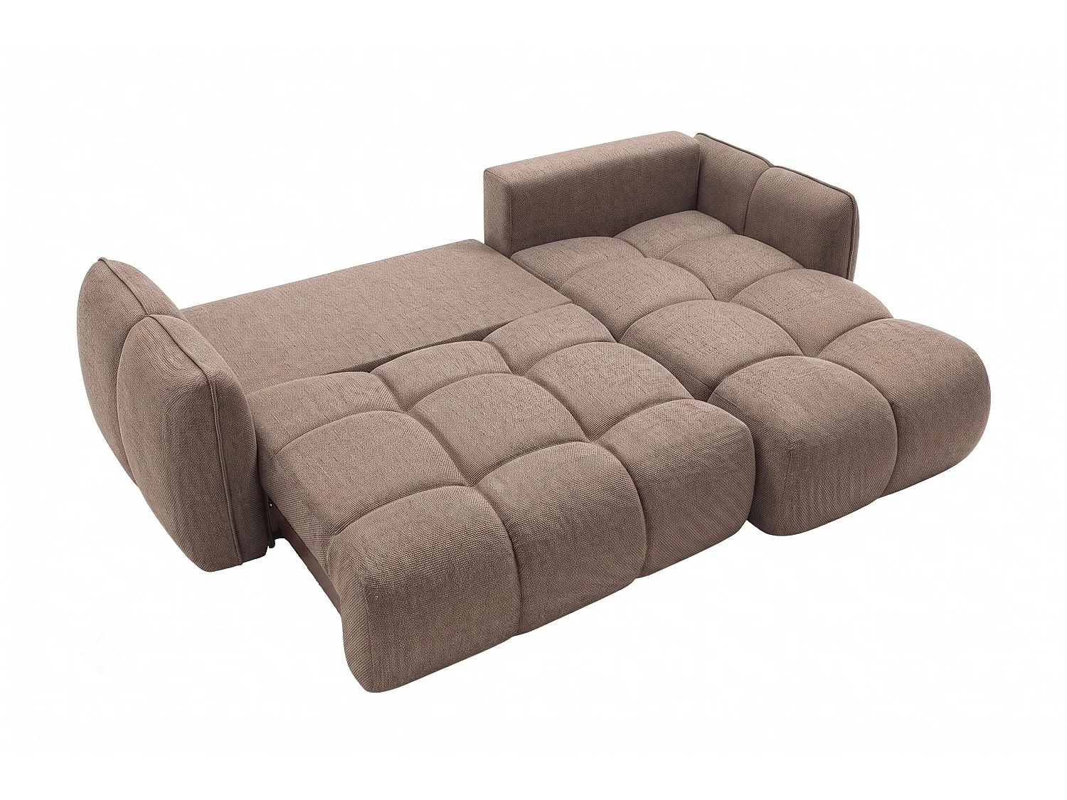 Canapé d’angle en L avec fonction couchage, Nexi, marron, droite, BELVEDER L