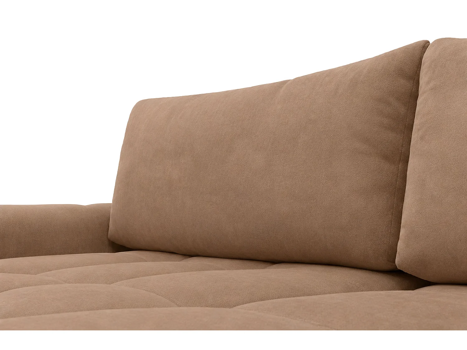 Divano angolare a L con funzione letto, tessuto velluto Bluvel, latte, sinistra, BELVEDER L