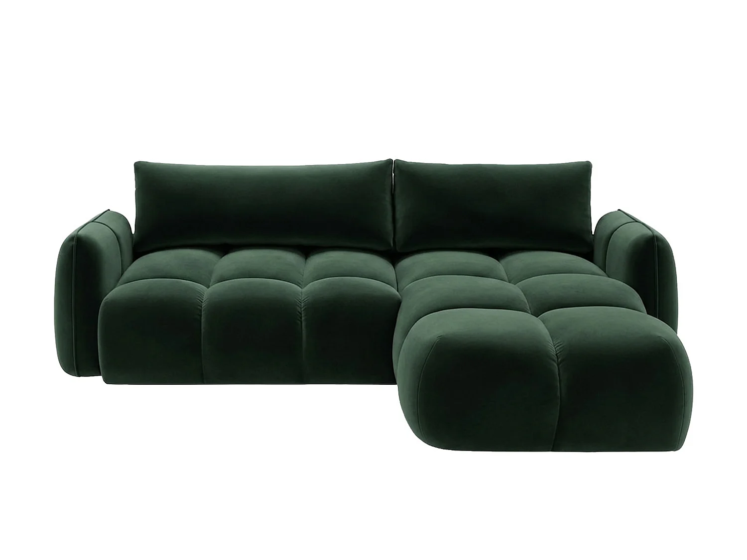 Divano angolare a L con funzione letto, tessuto velluto Bluvel, verde, destra, BELVEDER L