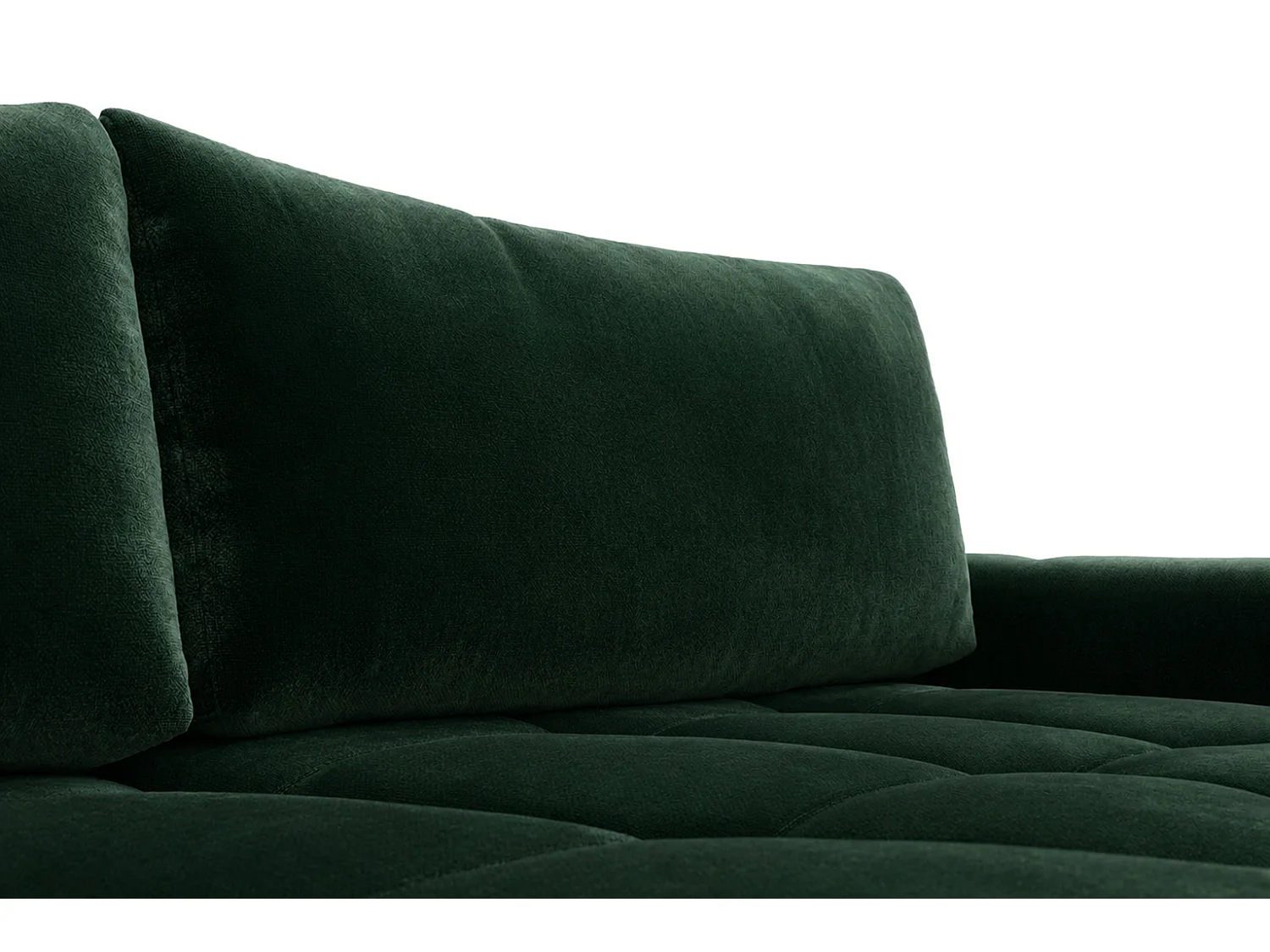 Divano angolare a L con funzione letto, tessuto velluto Bluvel, verde, destra, BELVEDER L