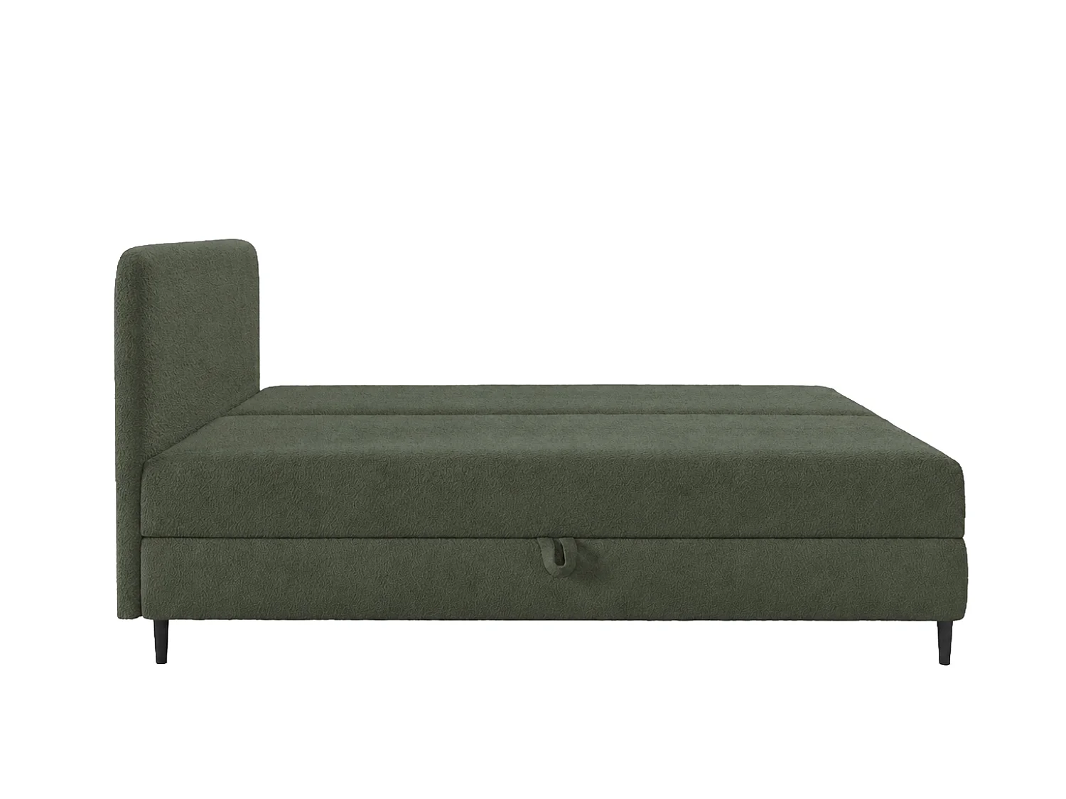 Łóżko kontynentalne z dwoma pojemnikami, tkanina boucle Lambi, Zielony, 140x200 cm, FUBU