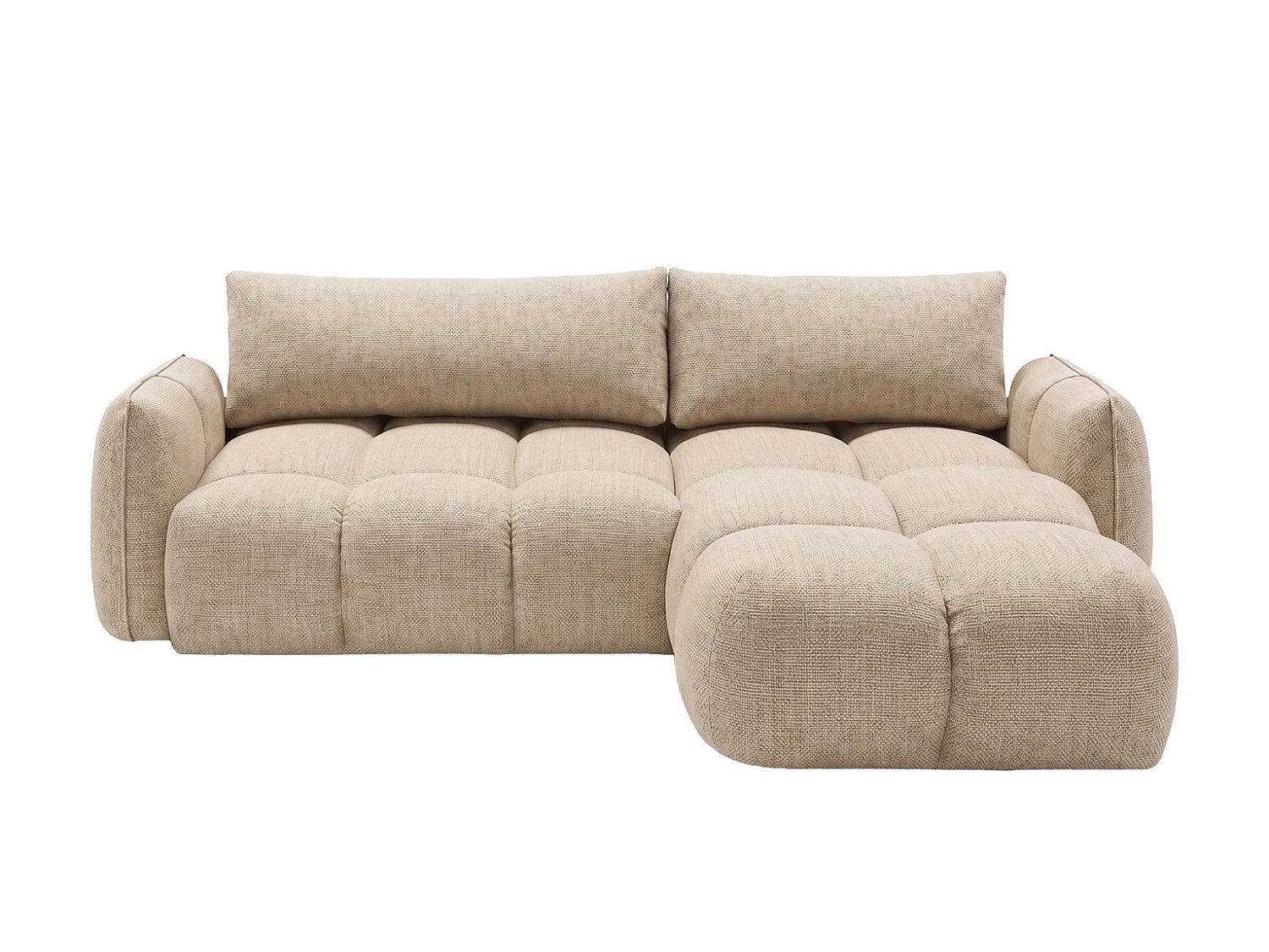 Canapé d’angle en L avec fonction couchage, Nexi, beige clair, droite, BELVEDER L
