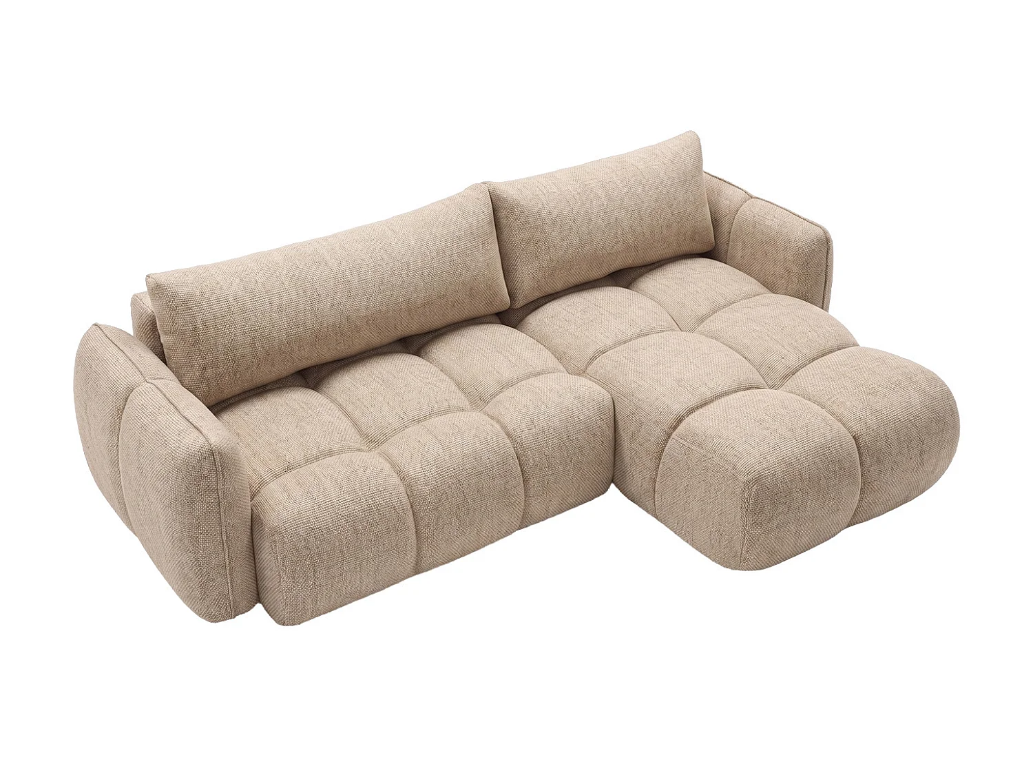 Canapé d’angle en L avec fonction couchage, Nexi, beige clair, droite, BELVEDER L