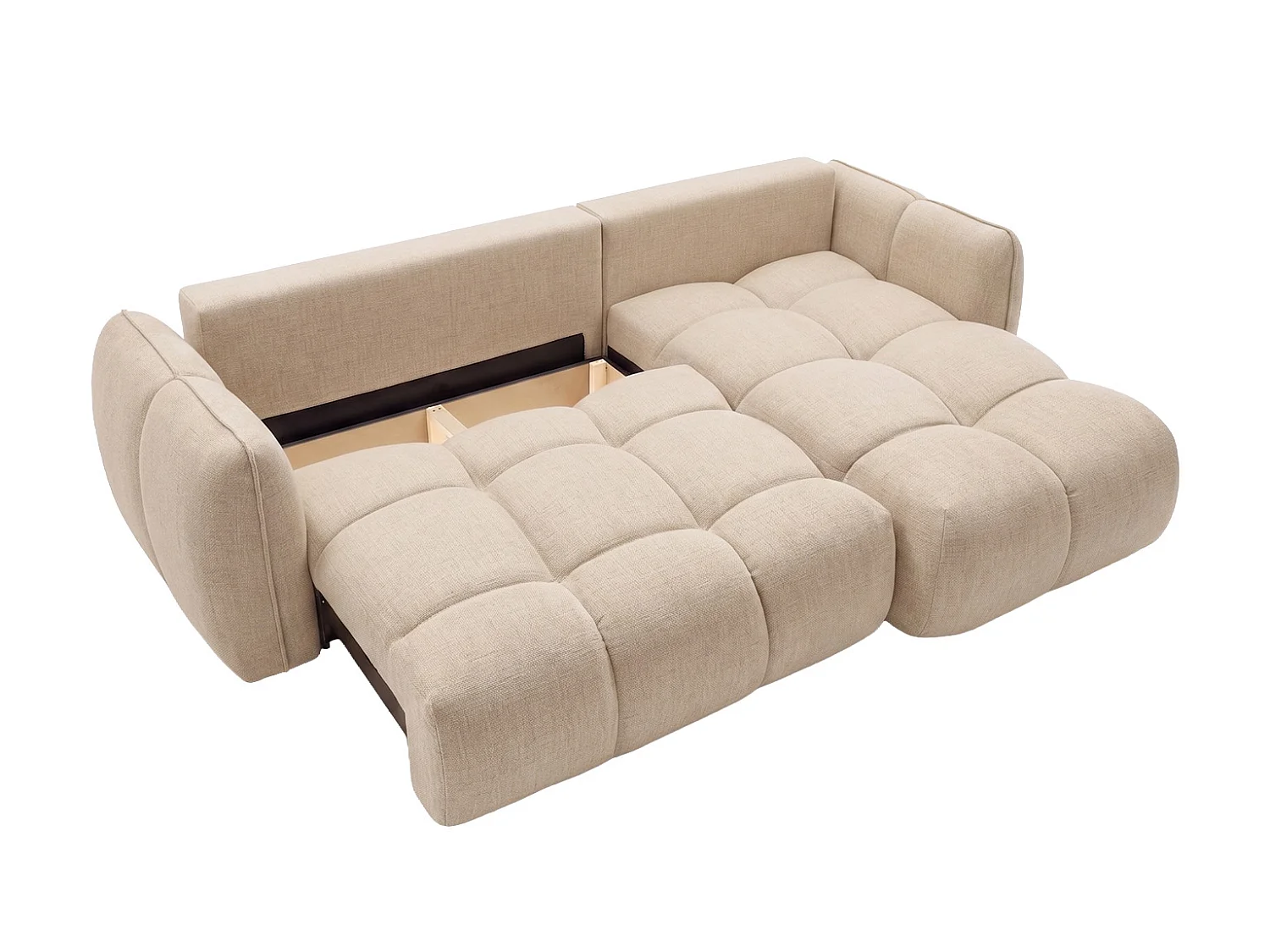Canapé d’angle en L avec fonction couchage, Nexi, beige clair, droite, BELVEDER L