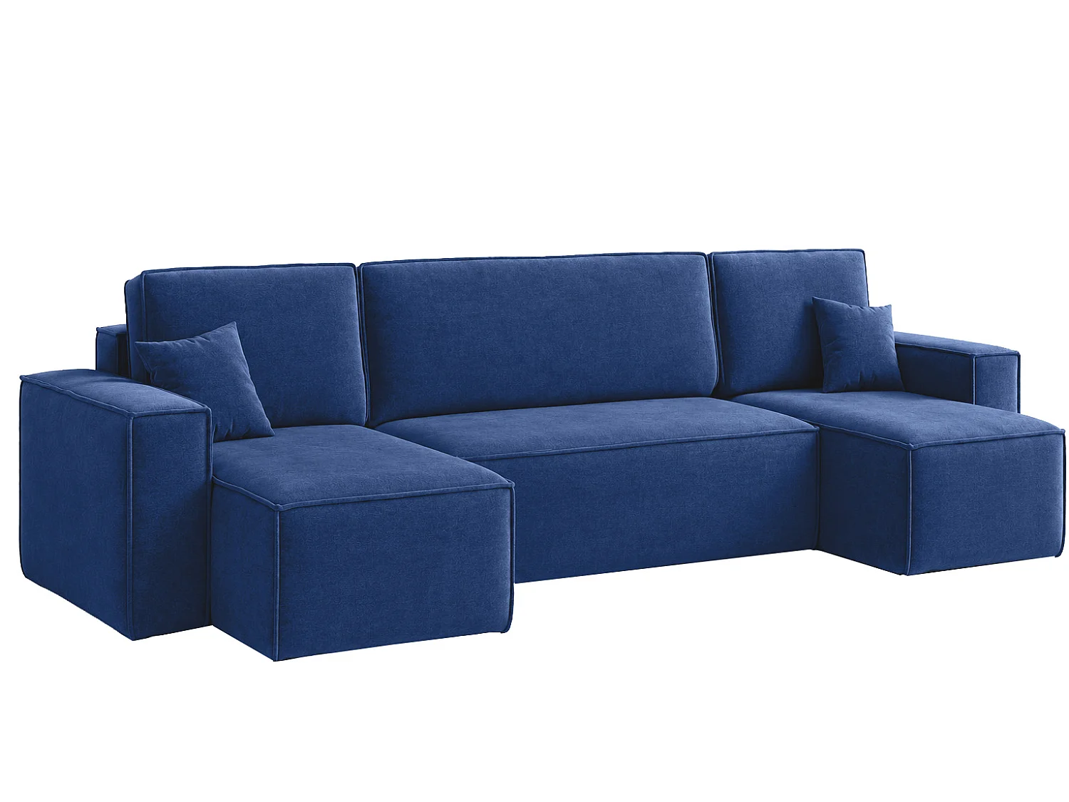 Canapé d’angle en U avec fonction couchage et coffre de rangement, tissu velours Bluvel, bleu encre, BEST U