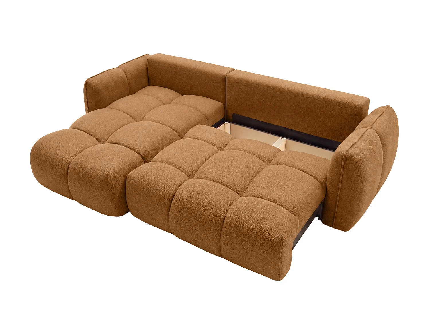 Canapé d’angle en L avec fonction couchage, Nexi, couleur cannelle, gauche, BELVEDER L