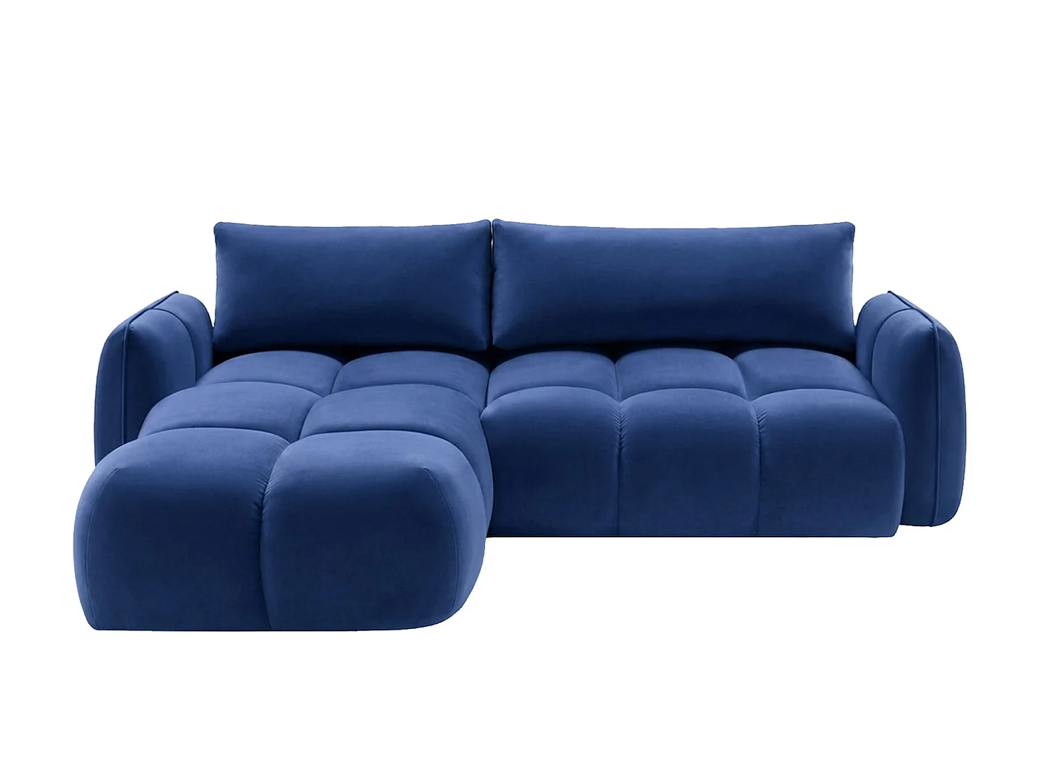 Divano angolare a L con funzione letto, tessuto velluto Bluvel, blu inchiostro, sinistra, BELVEDER L