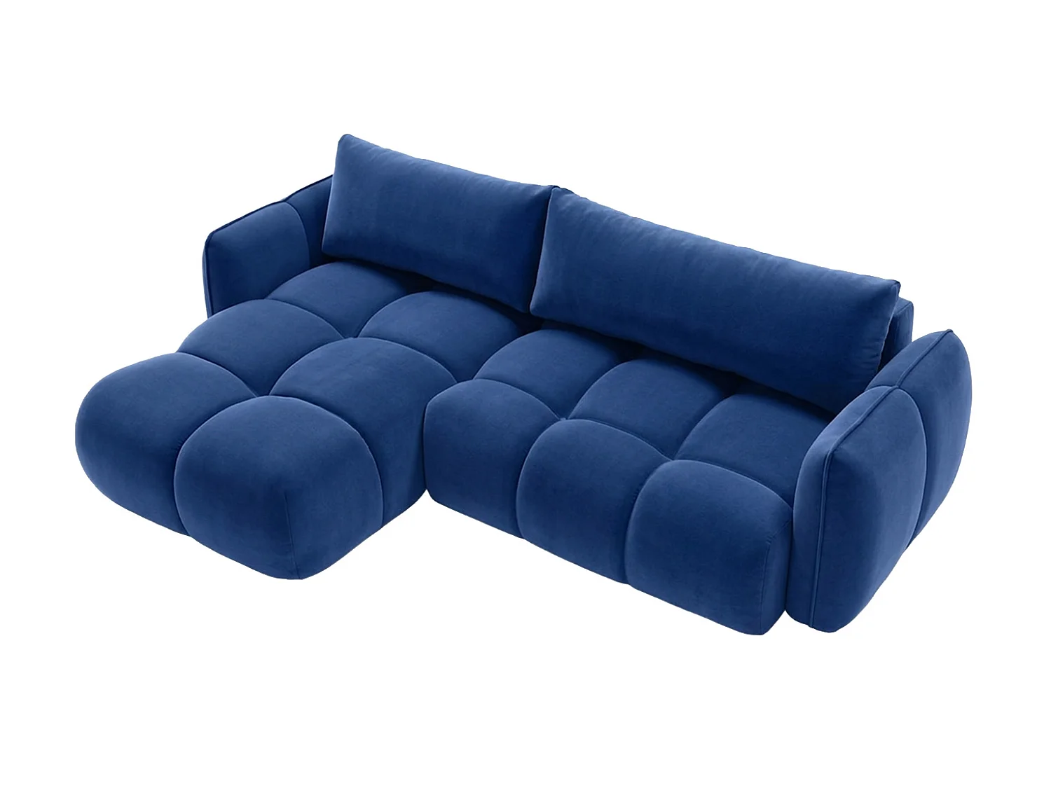 Divano angolare a L con funzione letto, tessuto velluto Bluvel, blu inchiostro, sinistra, BELVEDER L