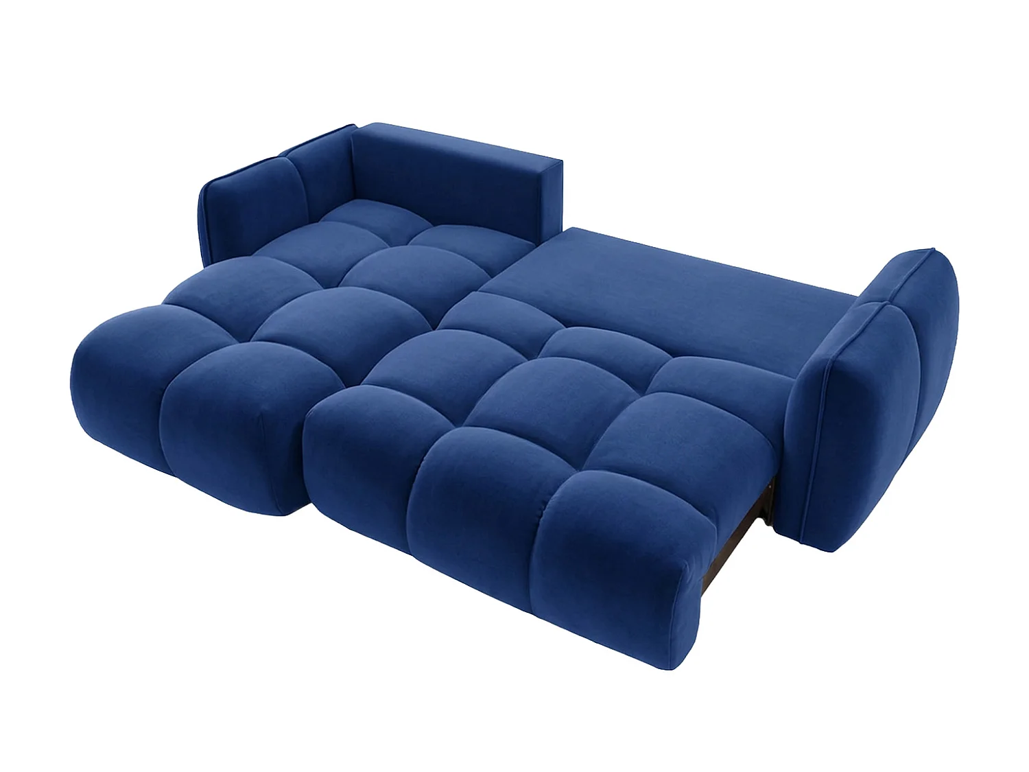 Divano angolare a L con funzione letto, tessuto velluto Bluvel, blu inchiostro, sinistra, BELVEDER L