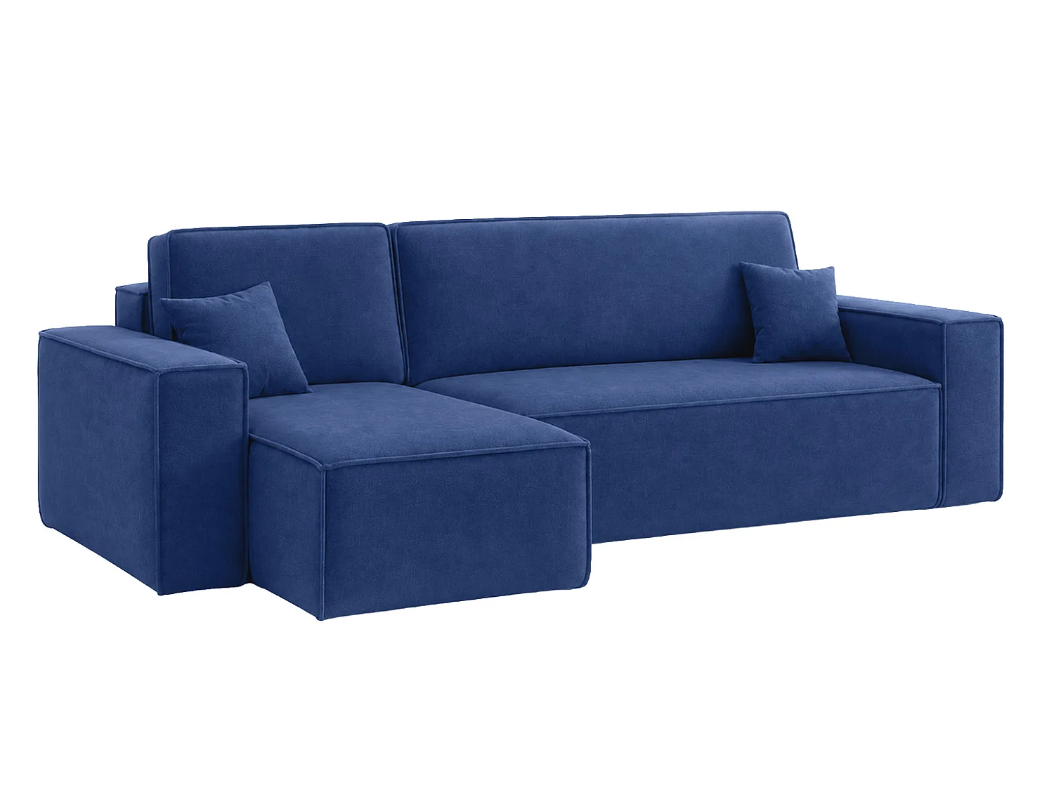 Canapé d’angle en L avec fonction couchage et coffre de rangement, tissu velours Bluvel, bleu encre, gauche, BEST L