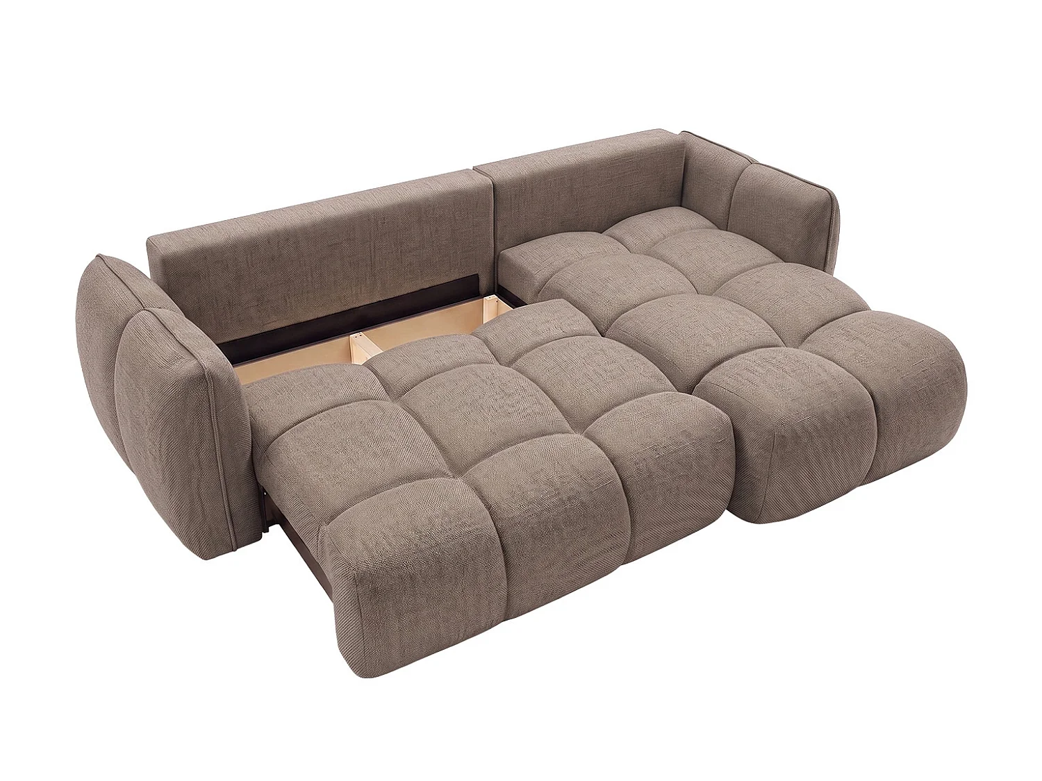 Canapé d’angle en L avec fonction couchage, Nexi, taupe, droite, BELVEDER L