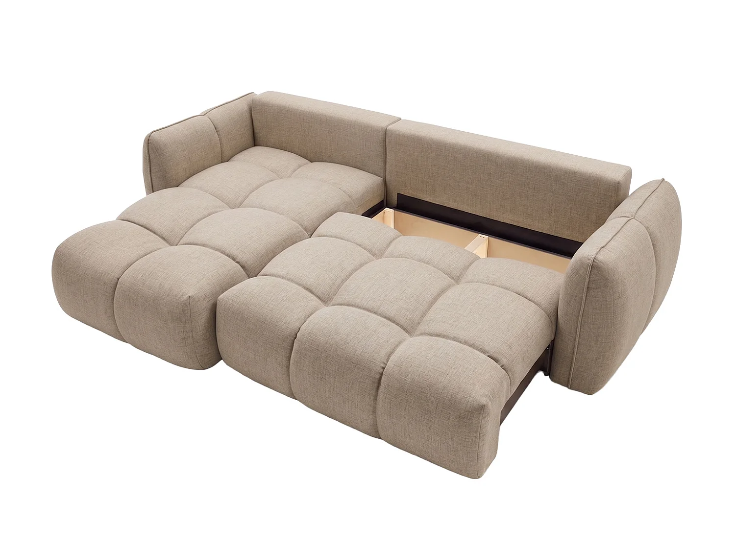Canapé d’angle en L avec fonction couchage, Nexi, beige, gauche, BELVEDER L