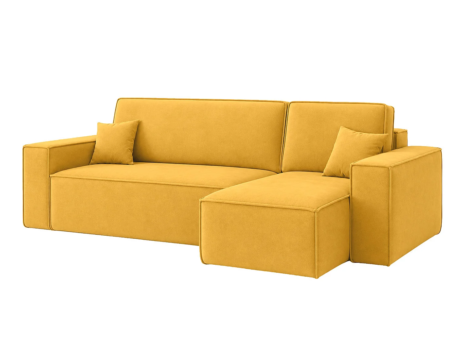 Canapé d’angle en L avec fonction couchage et coffre de rangement, tissu velours Bluvel, doré, droite, BEST XL