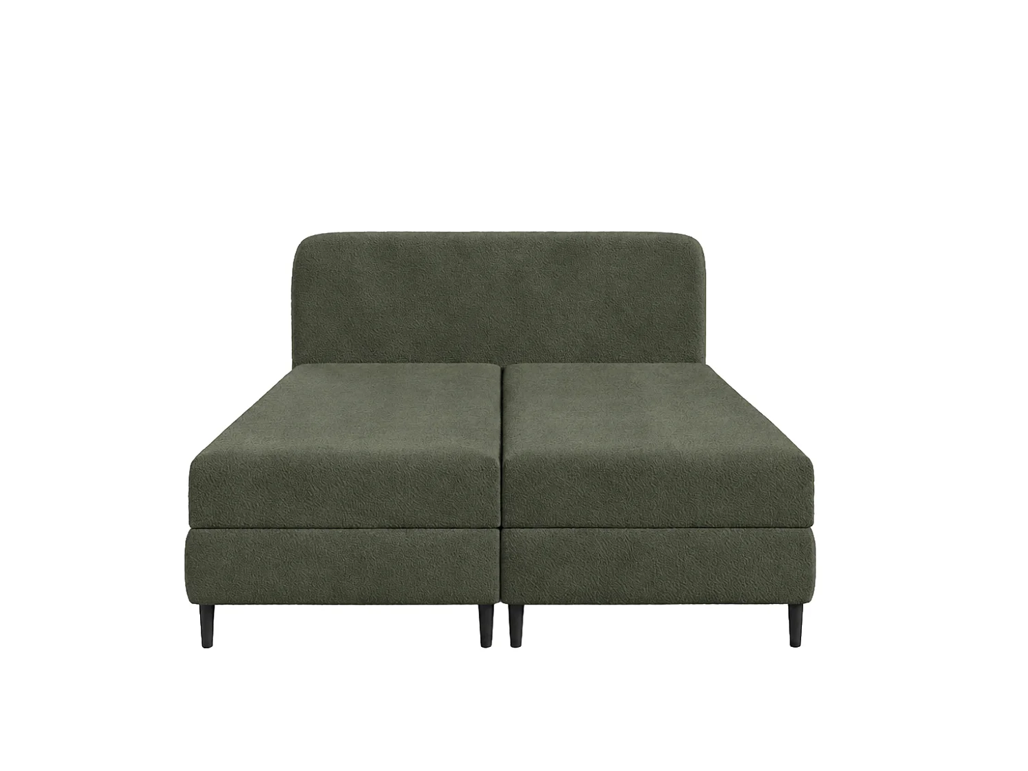 Lit boxspring avec deux coffres de rangement, tissu bouclé Lambi, vert, 160x200 cm, FUBU