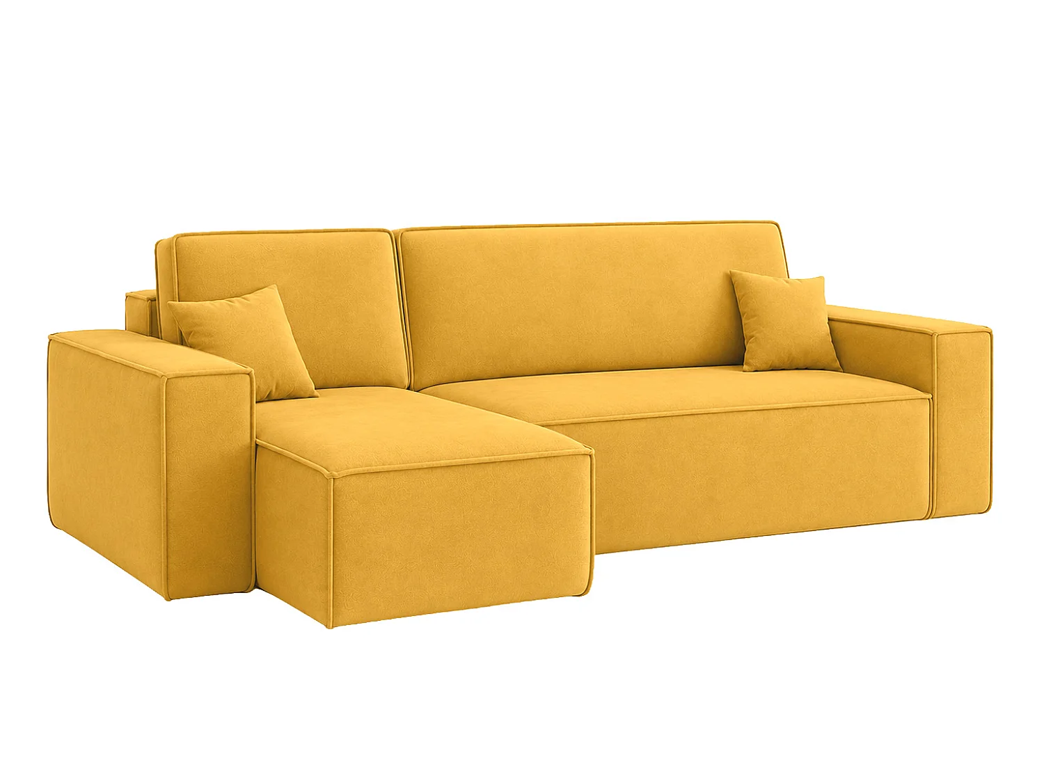 Canapé d’angle en L avec fonction couchage et coffre de rangement, tissu velours Bluvel, doré, gauche, BEST L