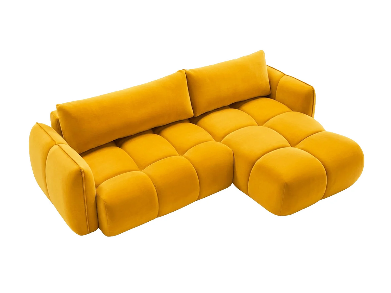 Divano angolare a L con funzione letto, tessuto velluto Bluvel, dorato, destra, BELVEDER L