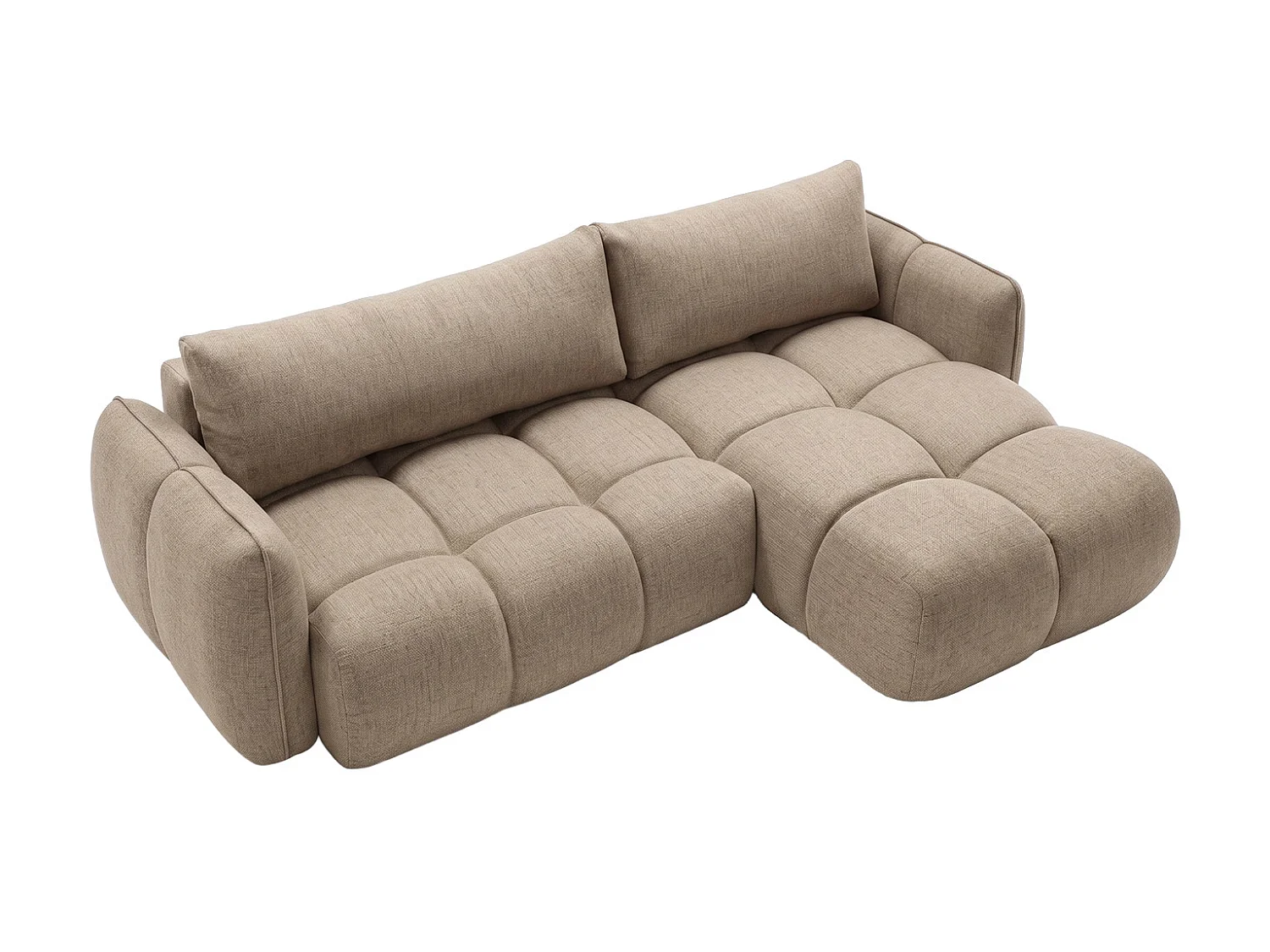 Canapé d’angle en L avec fonction couchage, Nexi, beige, droite, BELVEDER L