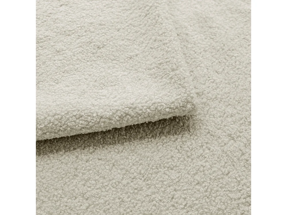 Lit boxspring avec deux coffres de rangement, tissu bouclé Lambi, écru, 160x200 cm, FUBU