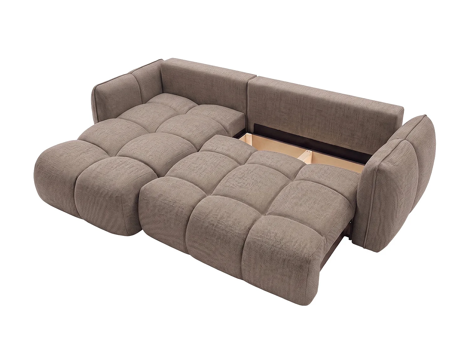 Canapé d’angle en L avec fonction couchage, Nexi, taupe, gauche, BELVEDER L