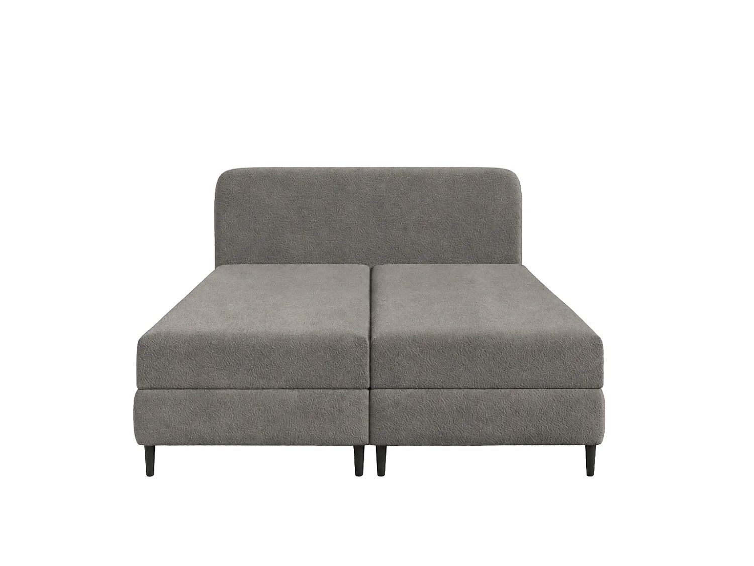 Lit boxspring avec deux coffres de rangement, tissu bouclé Lambi, gris foncé, 160x200 cm, FUBU