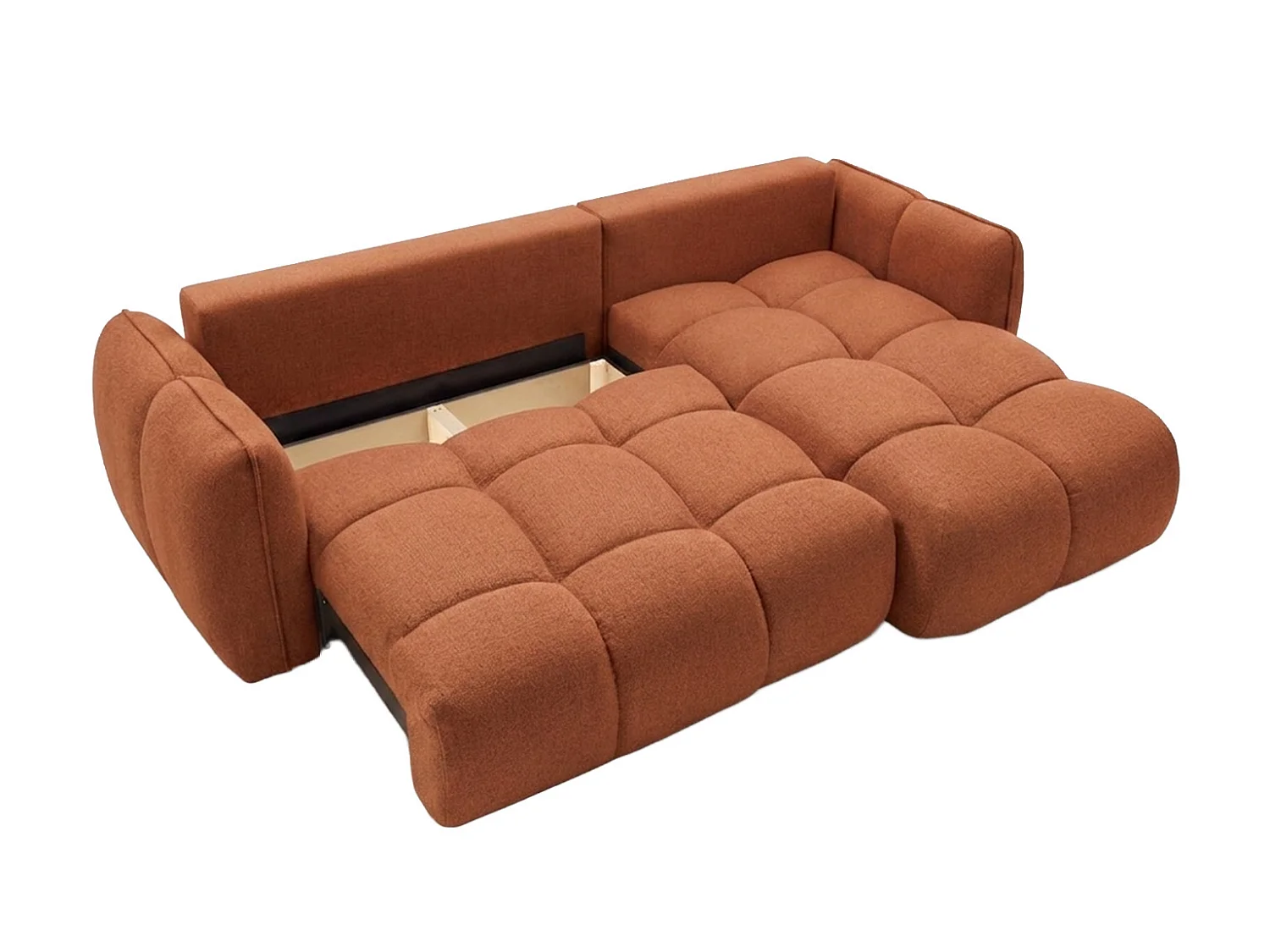 Canapé d’angle en L avec fonction couchage, Nexi, cuivre, droite, BELVEDER L