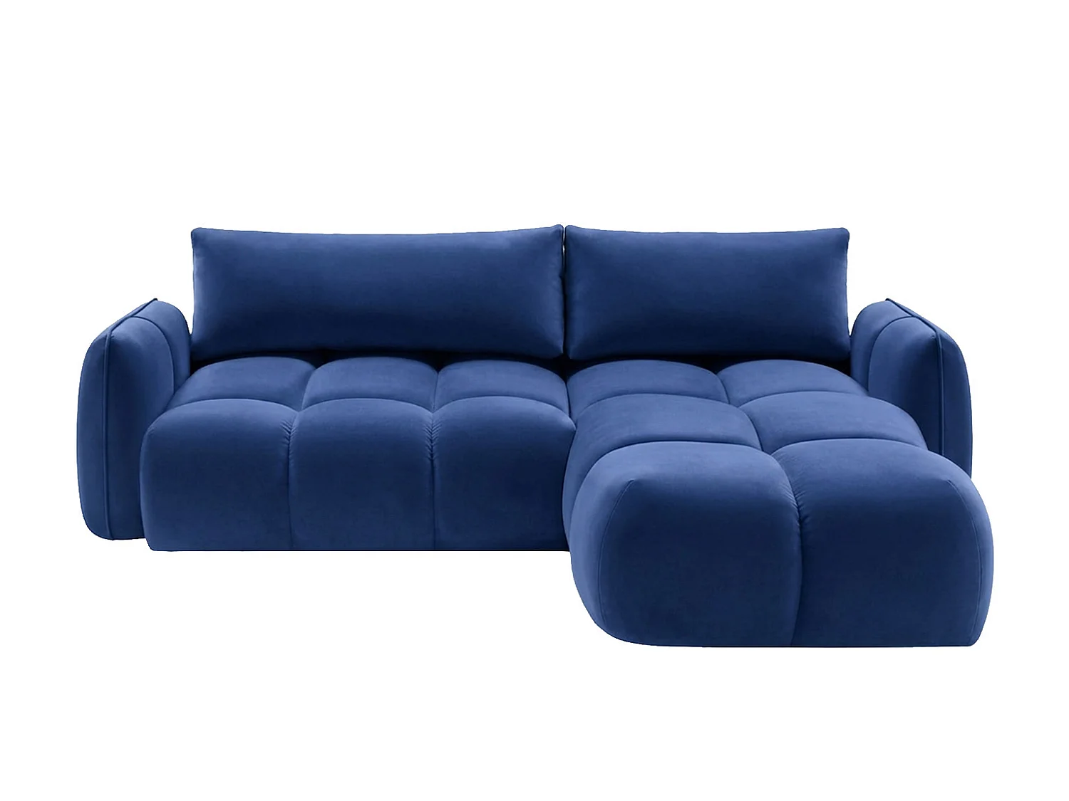 Divano angolare a L con funzione letto, tessuto velluto Bluvel, blu inchiostro, destra, BELVEDER L