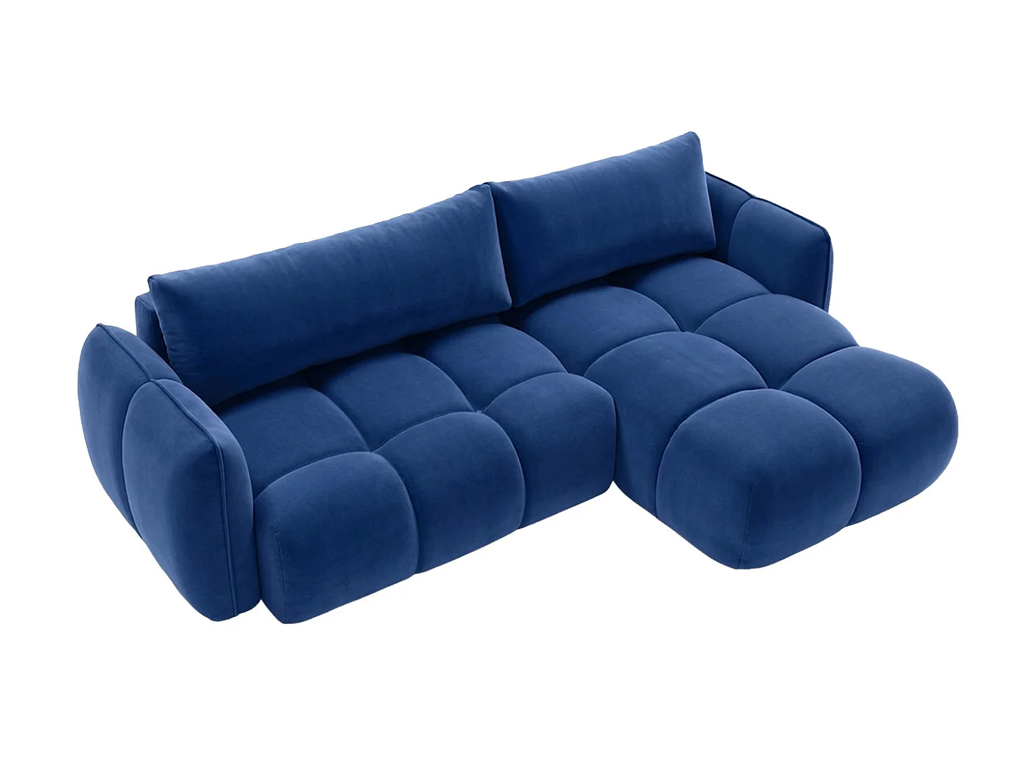 Divano angolare a L con funzione letto, tessuto velluto Bluvel, blu inchiostro, destra, BELVEDER L