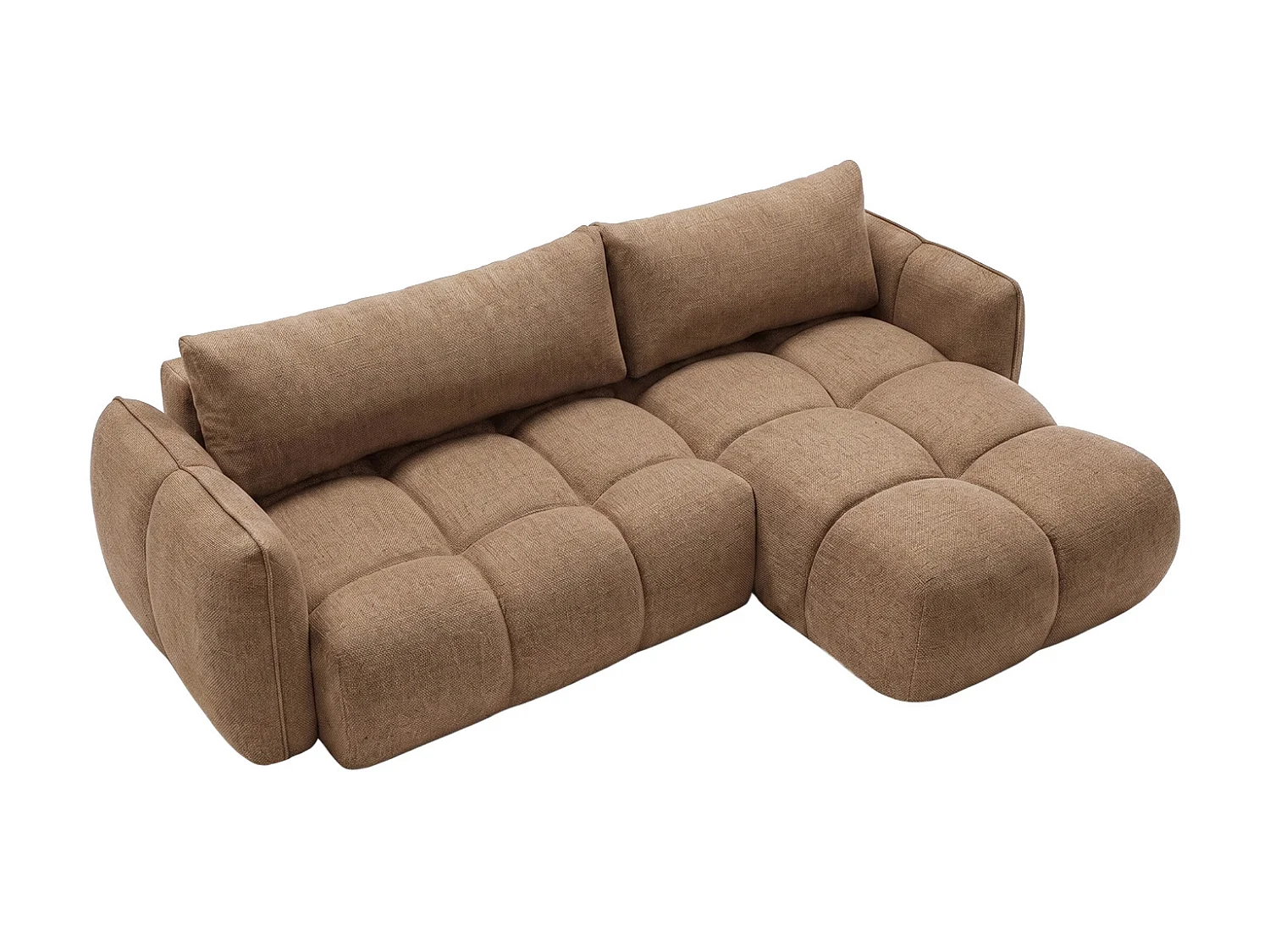 Canapé d’angle en L avec fonction couchage, Nexi, caramel, droite, BELVEDER L