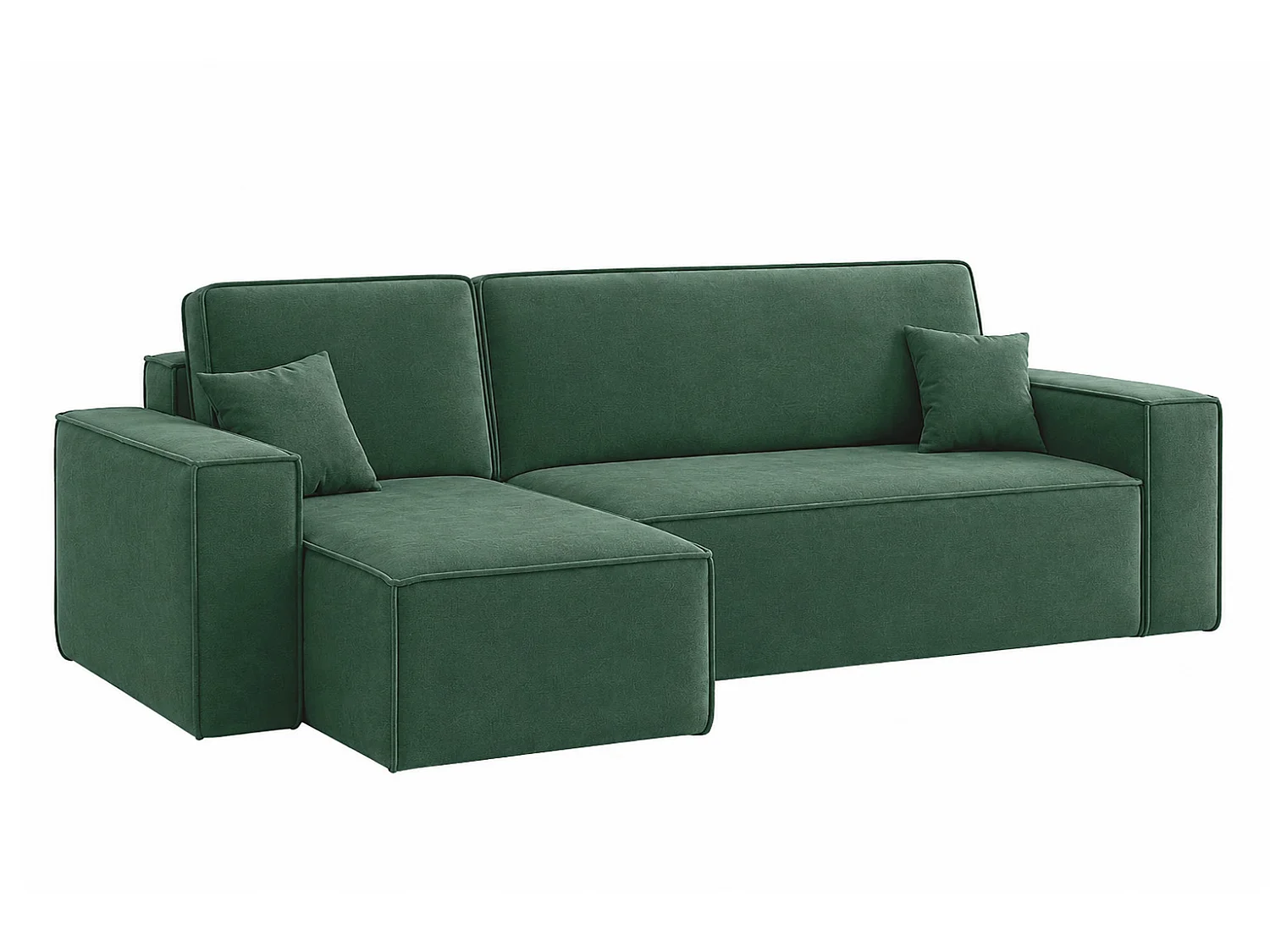 Divano angolare a L con funzione letto e contenitore, tessuto velluto Bluvel, verde, sinistro, BEST XL