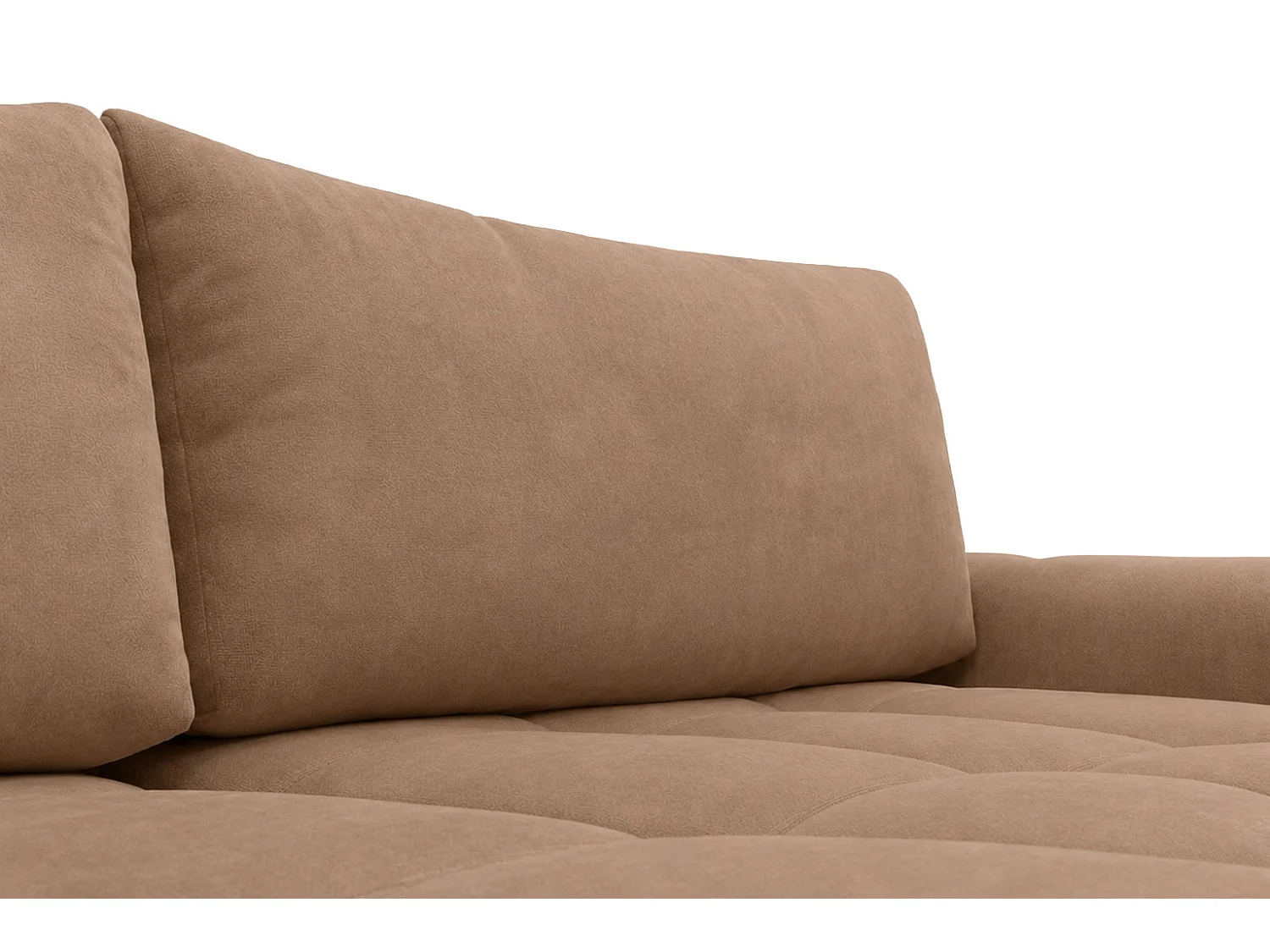 Divano angolare a L con funzione letto, tessuto velluto Bluvel, latte, destra, BELVEDER L