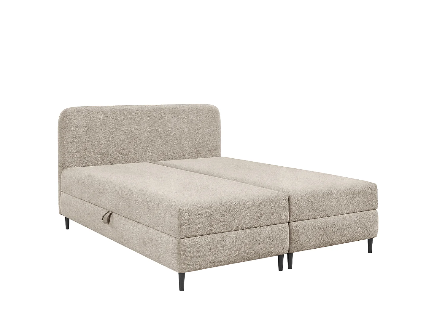 Lit boxspring avec deux coffres de rangement, tissu bouclé Lambi, beige, 200x200 cm, FUBU