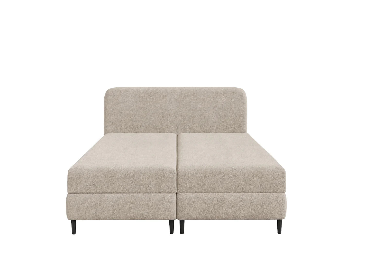 Lit boxspring avec deux coffres de rangement, tissu bouclé Lambi, beige, 200x200 cm, FUBU