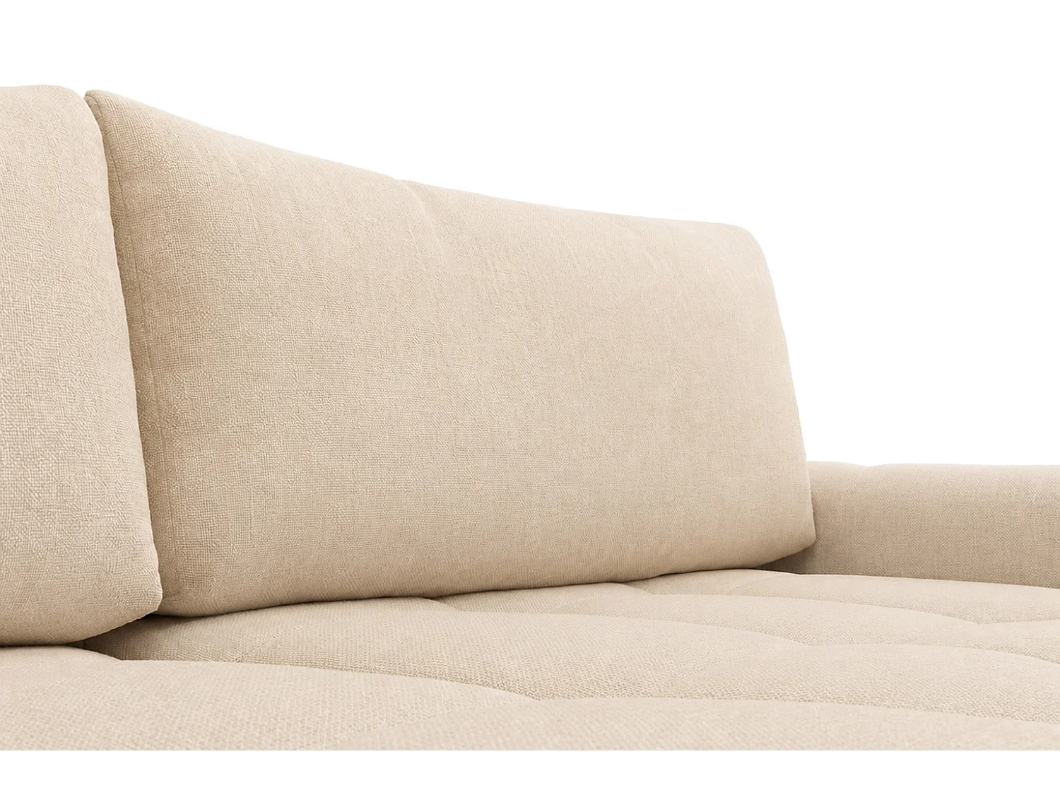 Divano angolare a L con funzione letto, tessuto velluto Bluvel, crema, destra, BELVEDER L