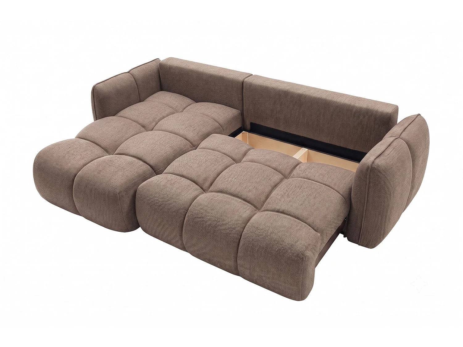 Canapé d’angle en L avec fonction couchage, Nexi, marron, gauche, BELVEDER L