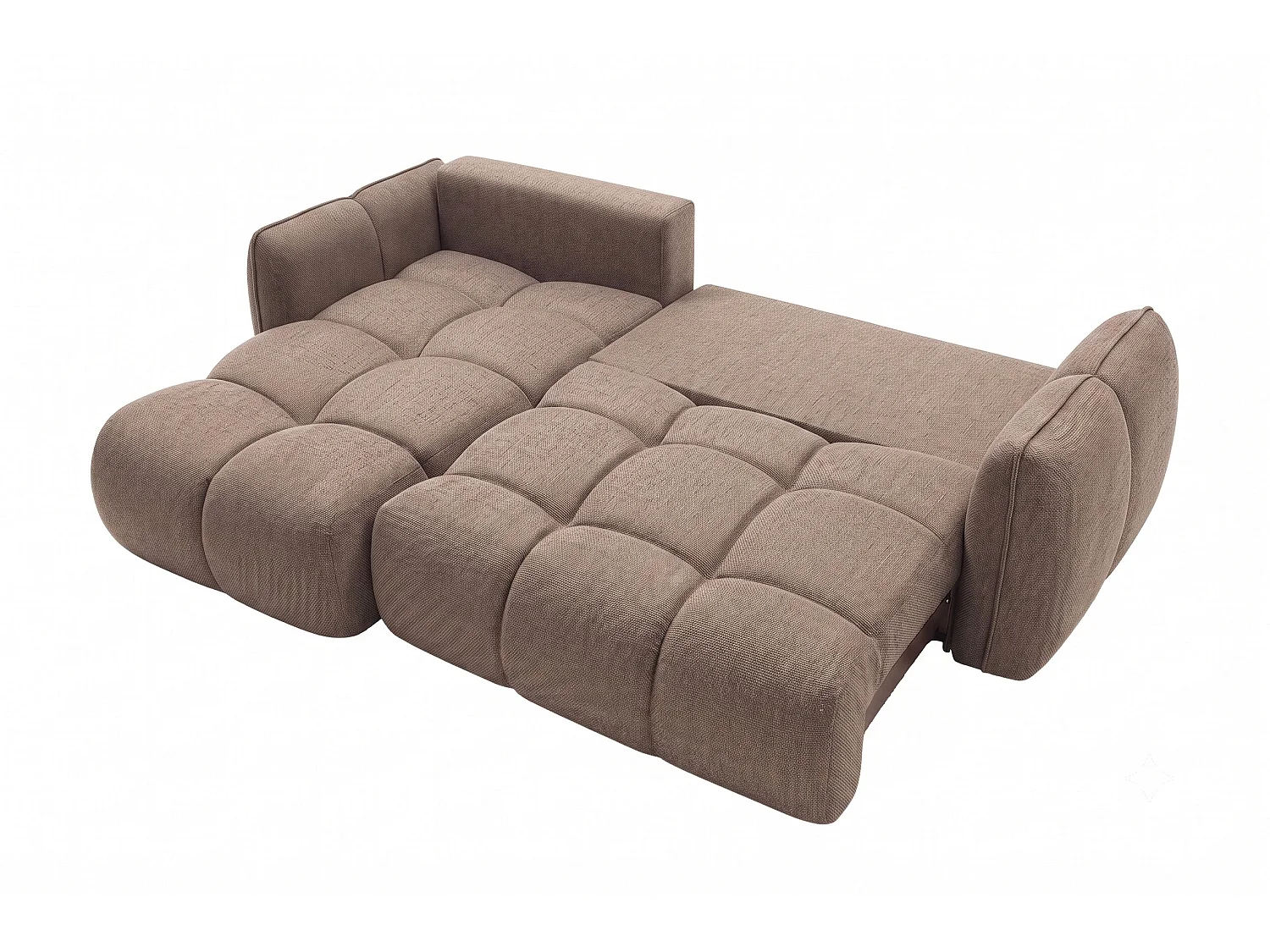 Canapé d’angle en L avec fonction couchage, Nexi, marron, gauche, BELVEDER L
