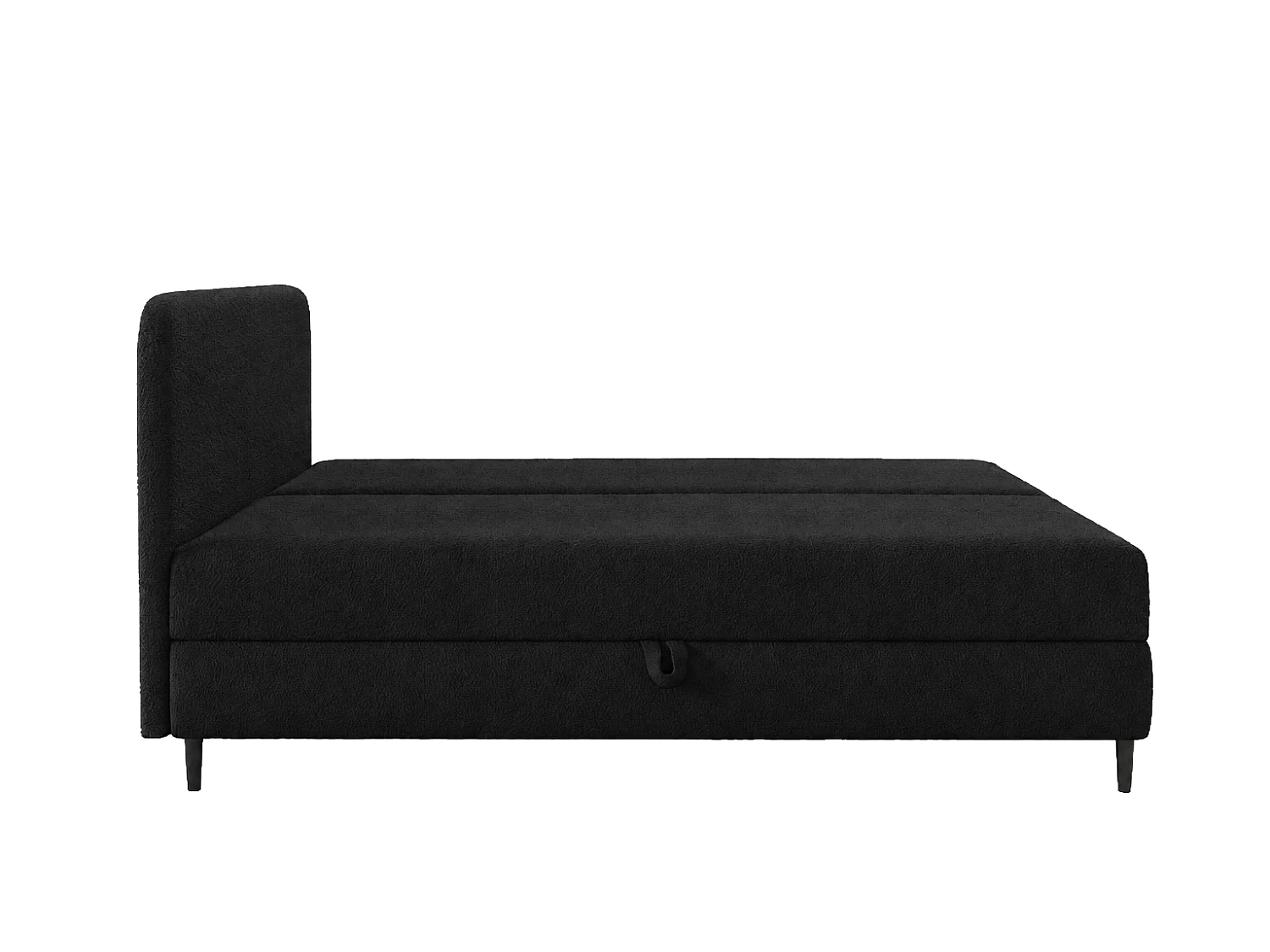 Łóżko kontynentalne z dwoma pojemnikami, tkanina boucle Lambi, Czarny, 200x200 cm, FUBU