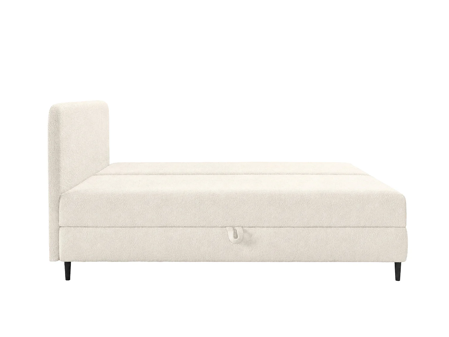 Lit boxspring avec deux coffres de rangement, tissu bouclé Lambi, écru, 200x200 cm, FUBU