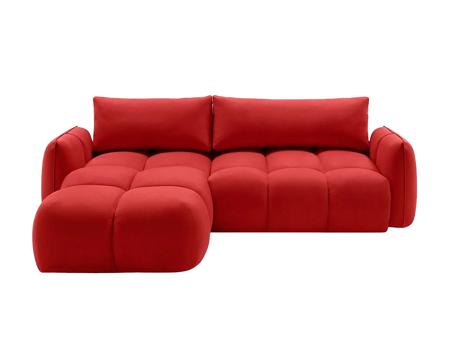 Divano angolare a L con funzione letto, tessuto velluto Bluvel, rosso vino, sinistra, BELVEDER L