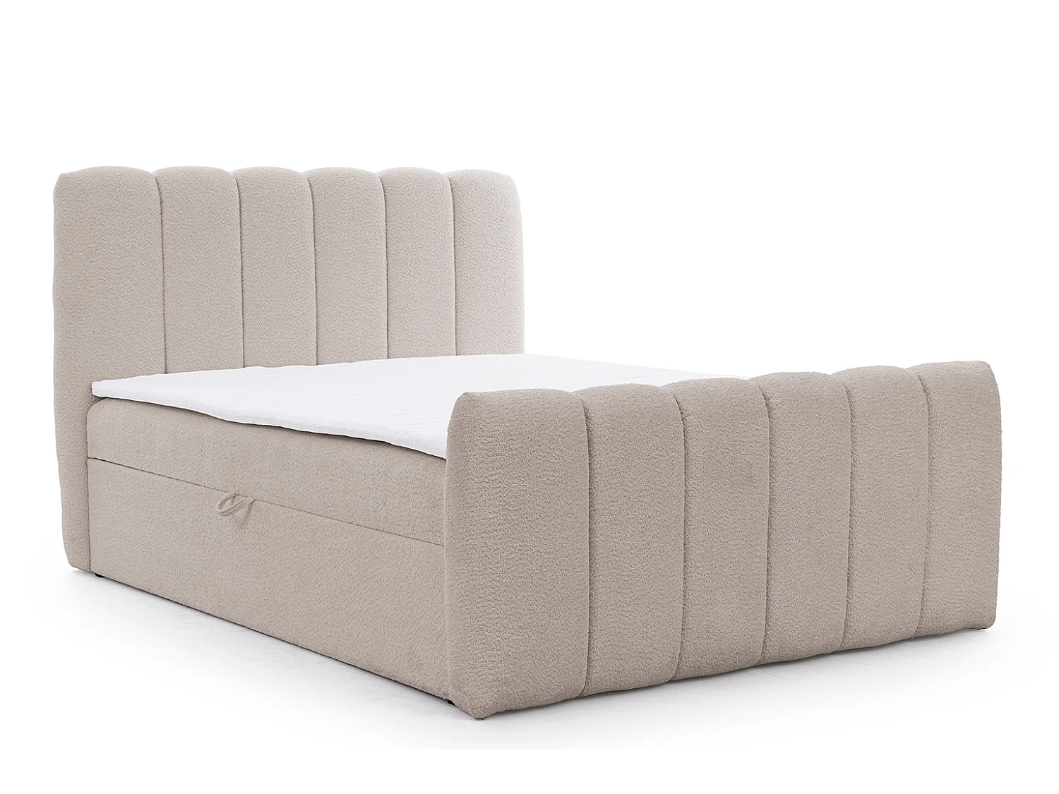 Boxspringbed met twee opbergruimtes, chenillestof Catch Me, asgrijs, 140x200 cm, CHLOE