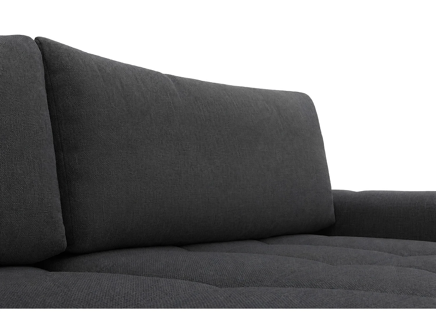 Divano angolare a L con funzione letto, tessuto velluto Bluvel, nero, destra, BELVEDER L