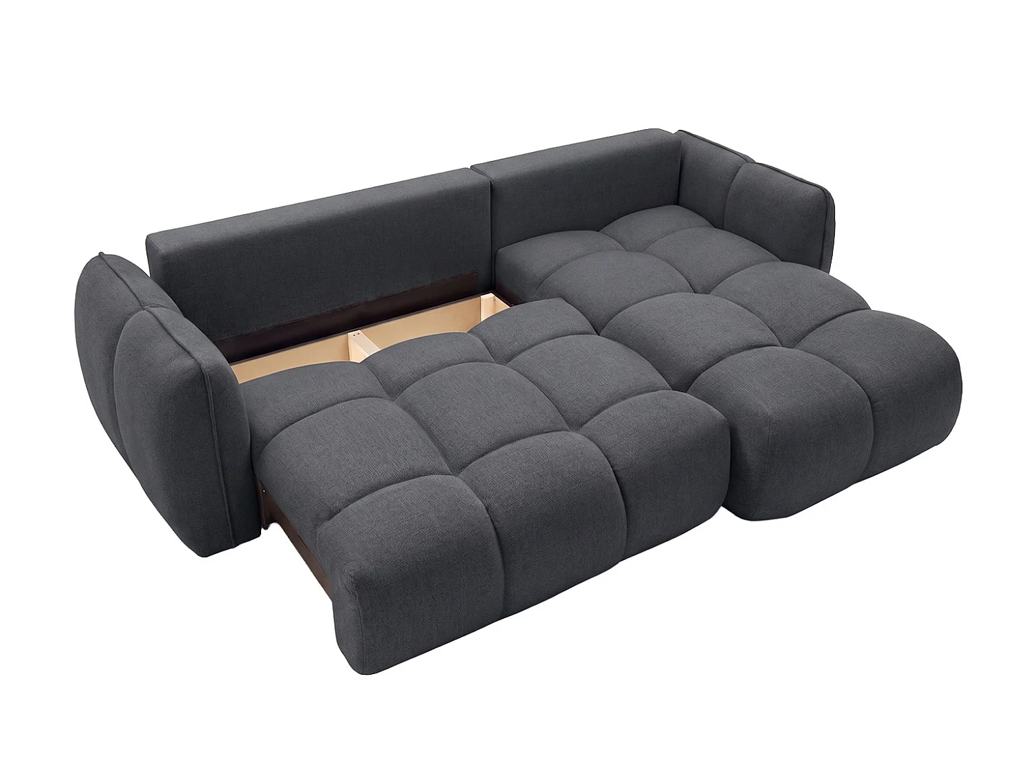 Canapé d’angle en L avec fonction couchage, Nexi, graphite, droite, BELVEDER L