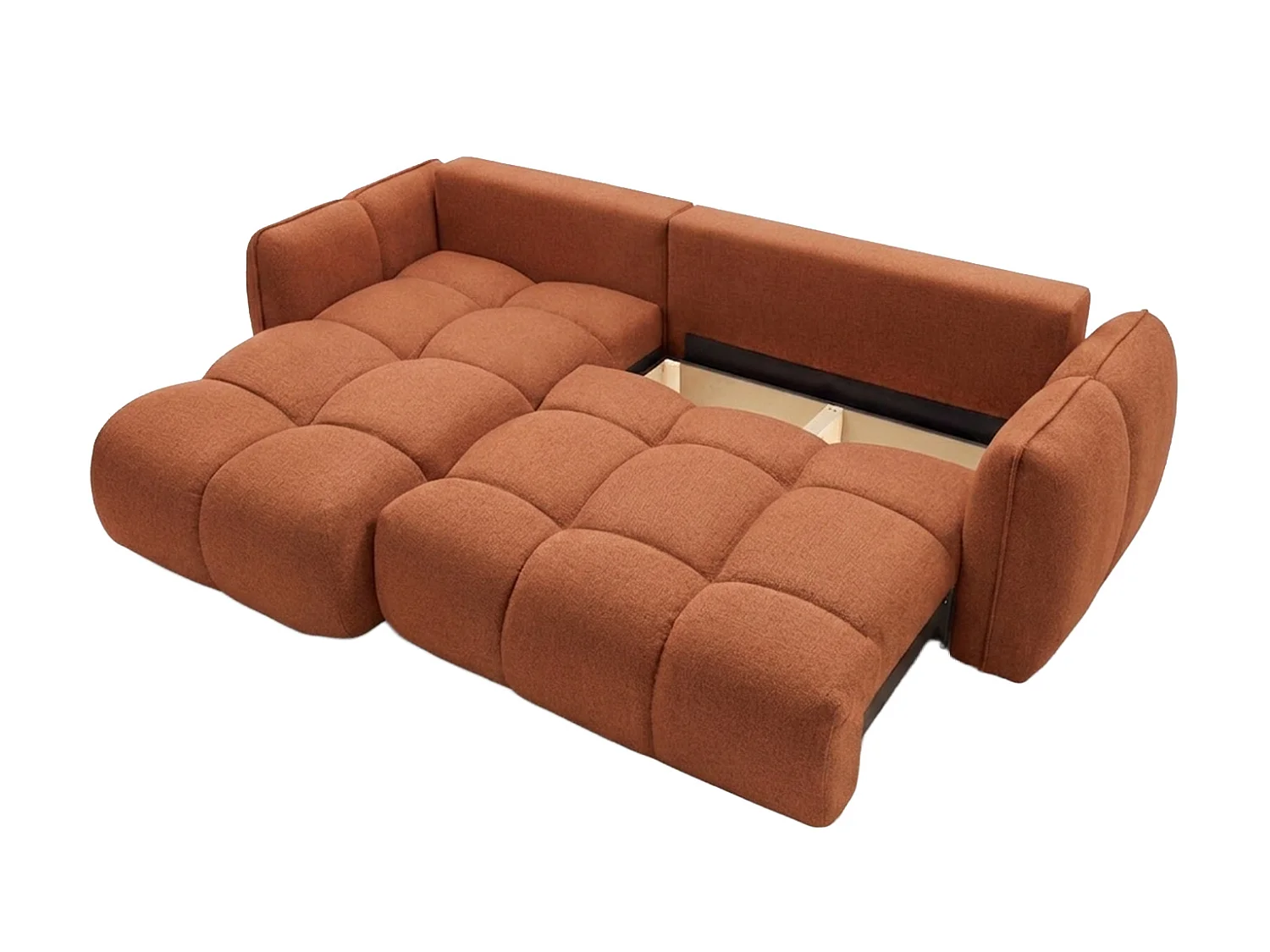 Canapé d’angle en L avec fonction couchage, Nexi, cuivre, gauche, BELVEDER L