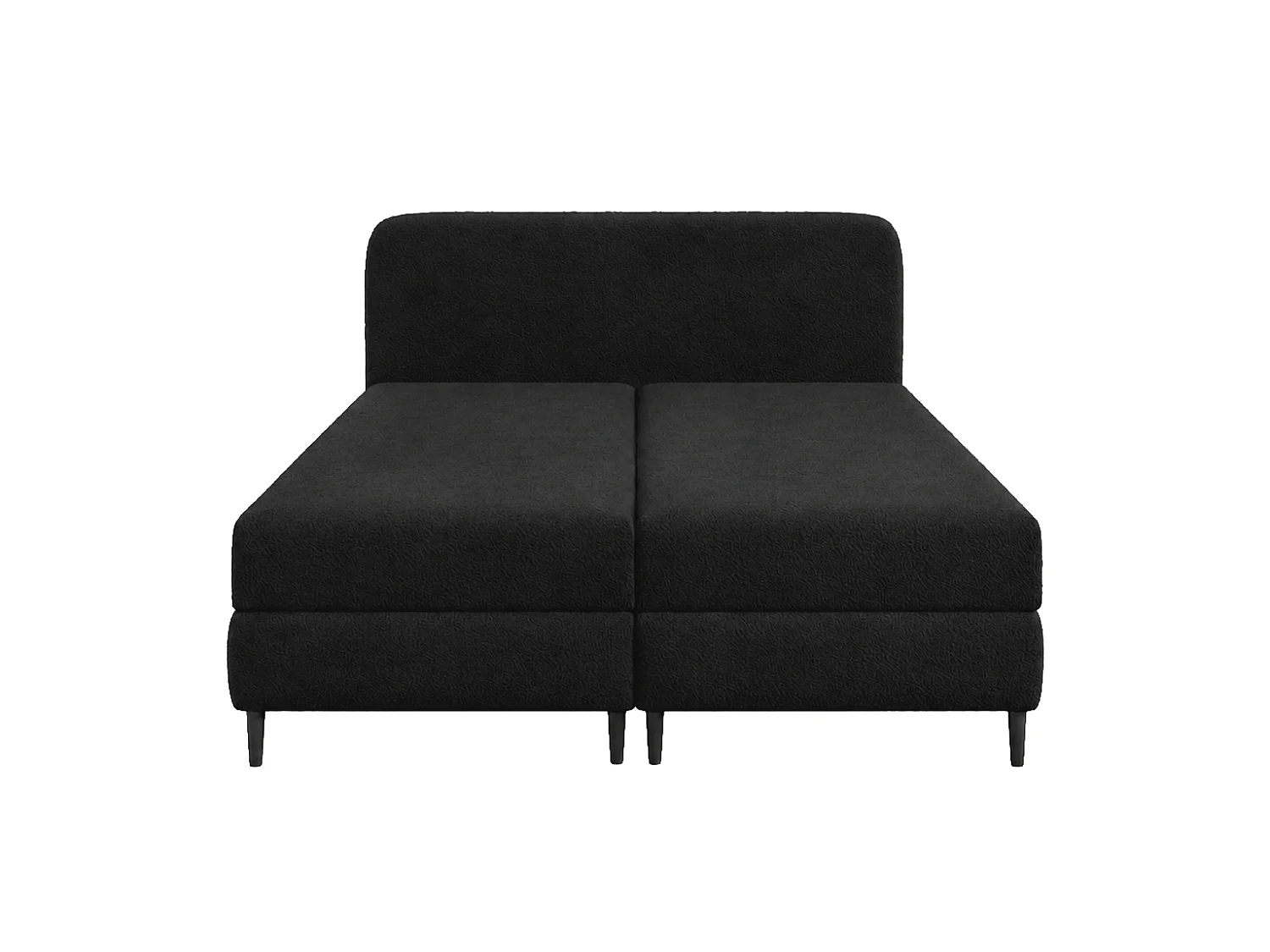 Lit boxspring avec deux coffres de rangement, tissu bouclé Lambi, noir, 160x200 cm, FUBU