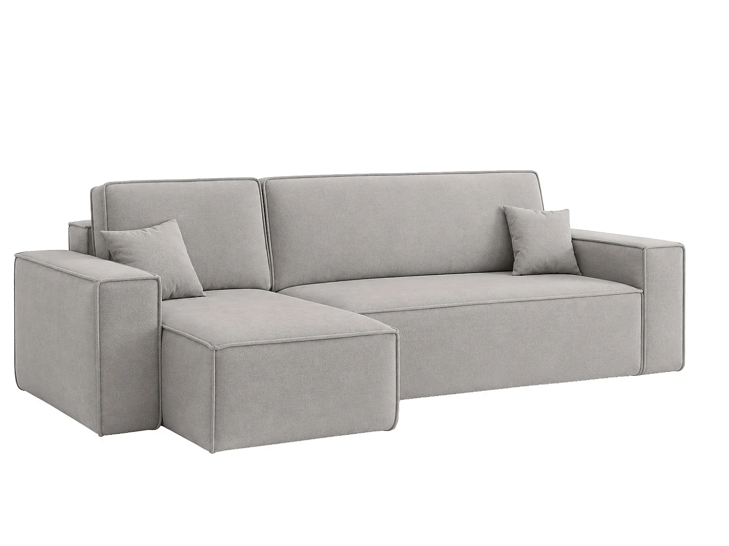 Canapé d’angle en L avec fonction couchage et coffre de rangement, tissu velours Bluvel, gris, gauche, BEST XL