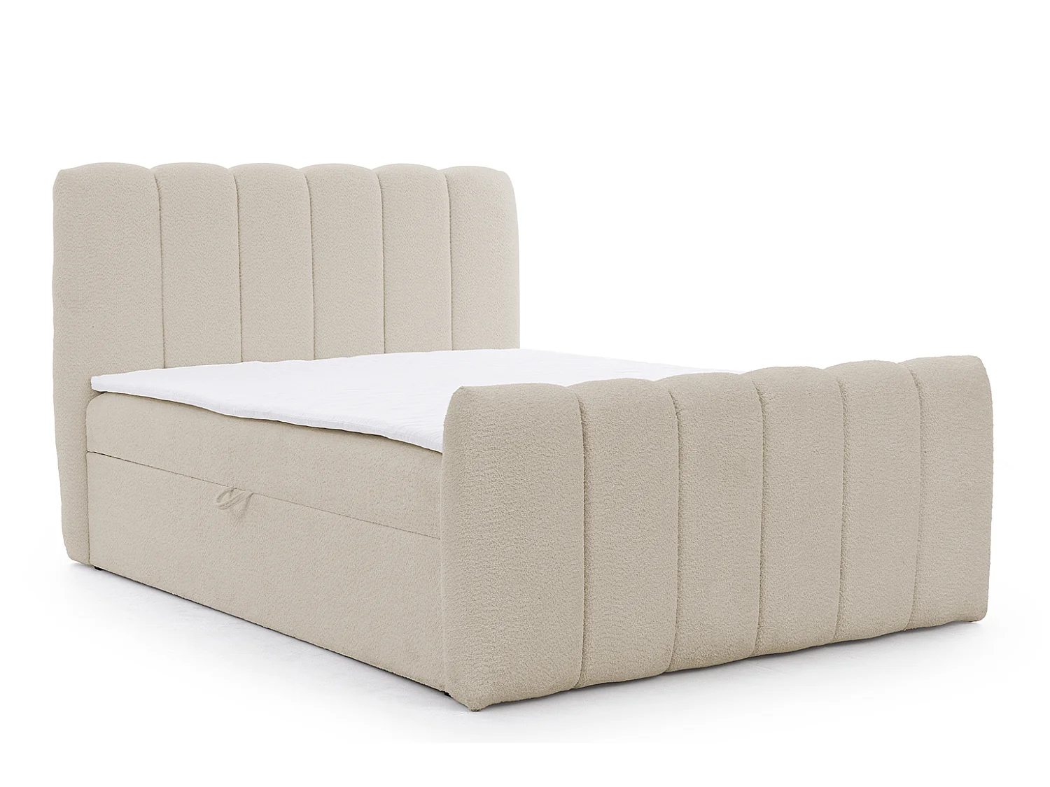 Lit boxspring avec deux coffres de rangement, tissu chenille Catch Me, beige, 120x200 cm, CHLOE