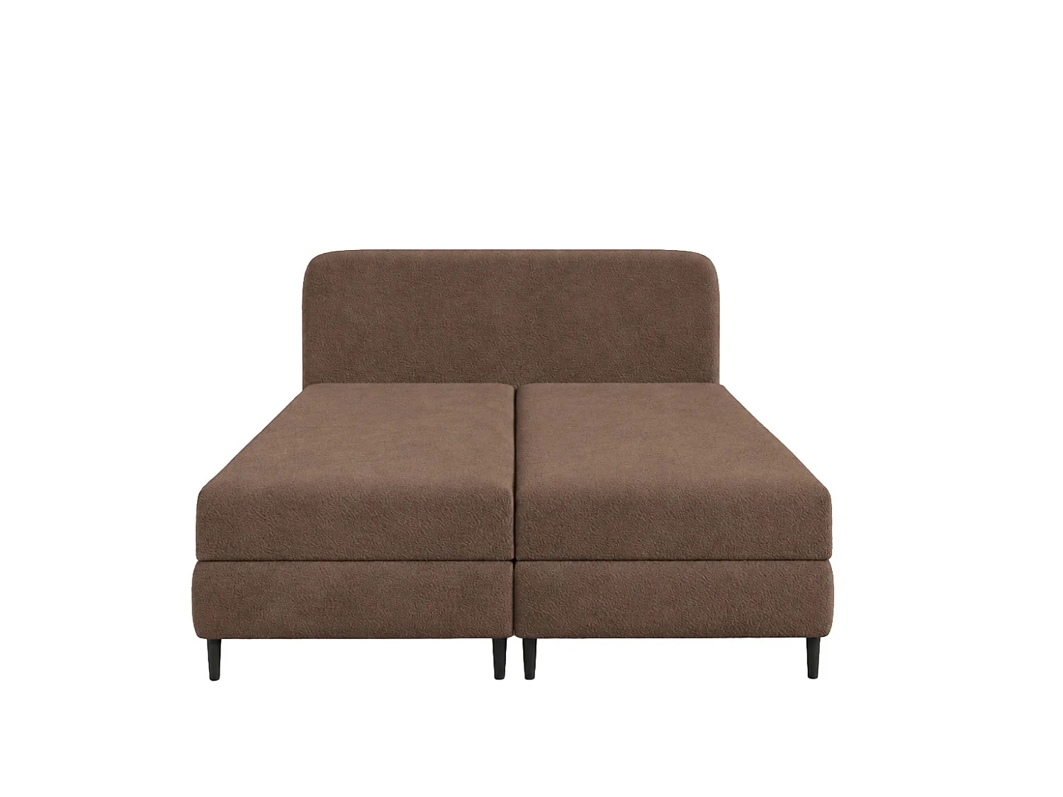 Lit boxspring avec deux coffres de rangement, tissu bouclé Lambi, marron, 160x200 cm, FUBU
